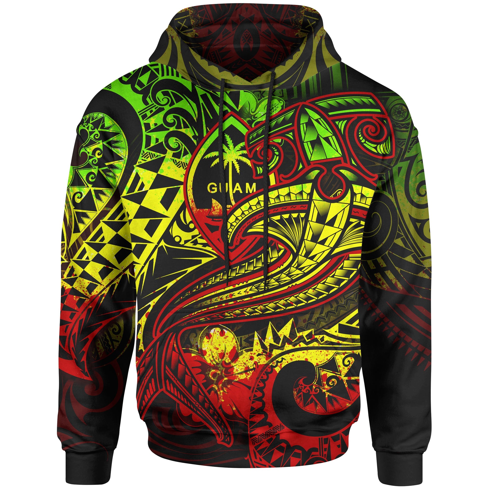 Guam Polynesian Hoodie Reggae Shark Polynesian Tattoo Unisex Reggae - Polynesian Pride