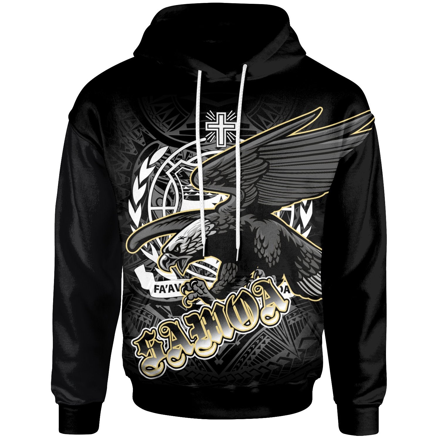 Samoa Polynesian Custom Hoodie Samoa Eagle Unisex Black - Polynesian Pride