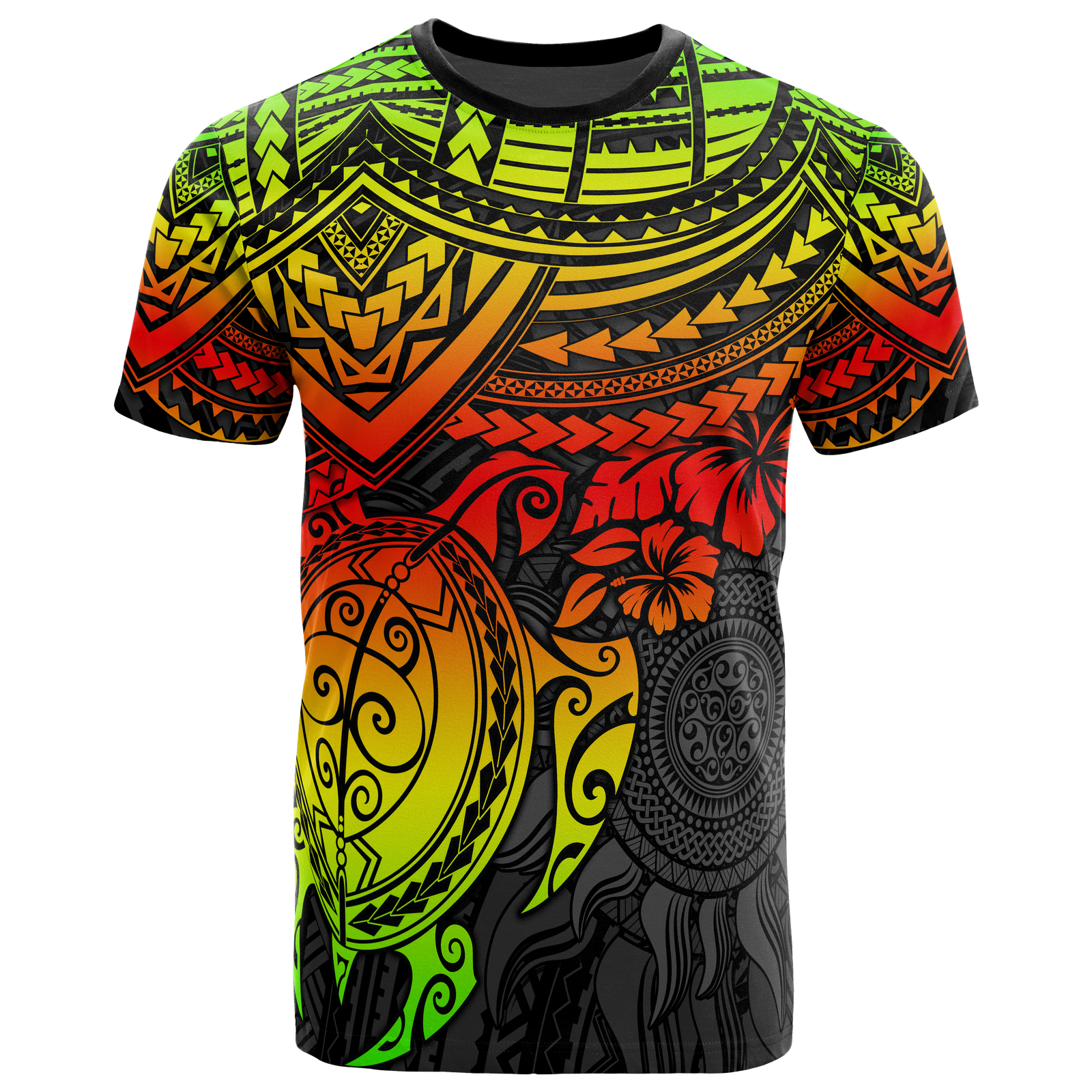 Polynesian T Shirt Polynesian Reggae Turtle Hibiscus Unisex Reggae - Polynesian Pride