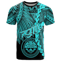 Federated States of Micronesia T Shirt Tribal Wave Tattoo Neon Blue Unisex Neon Blue - Polynesian Pride