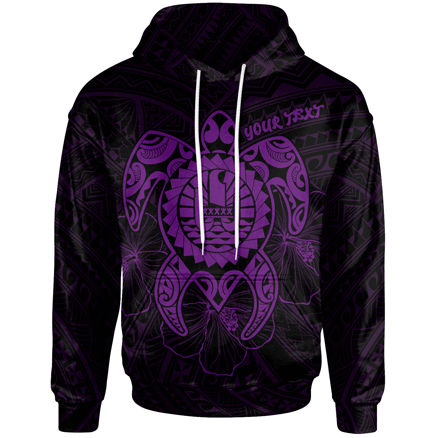 Tahiti Polynesian Custom Hoodie Vintage Polynesian Turtle (Purple) Unisex Purple - Polynesian Pride