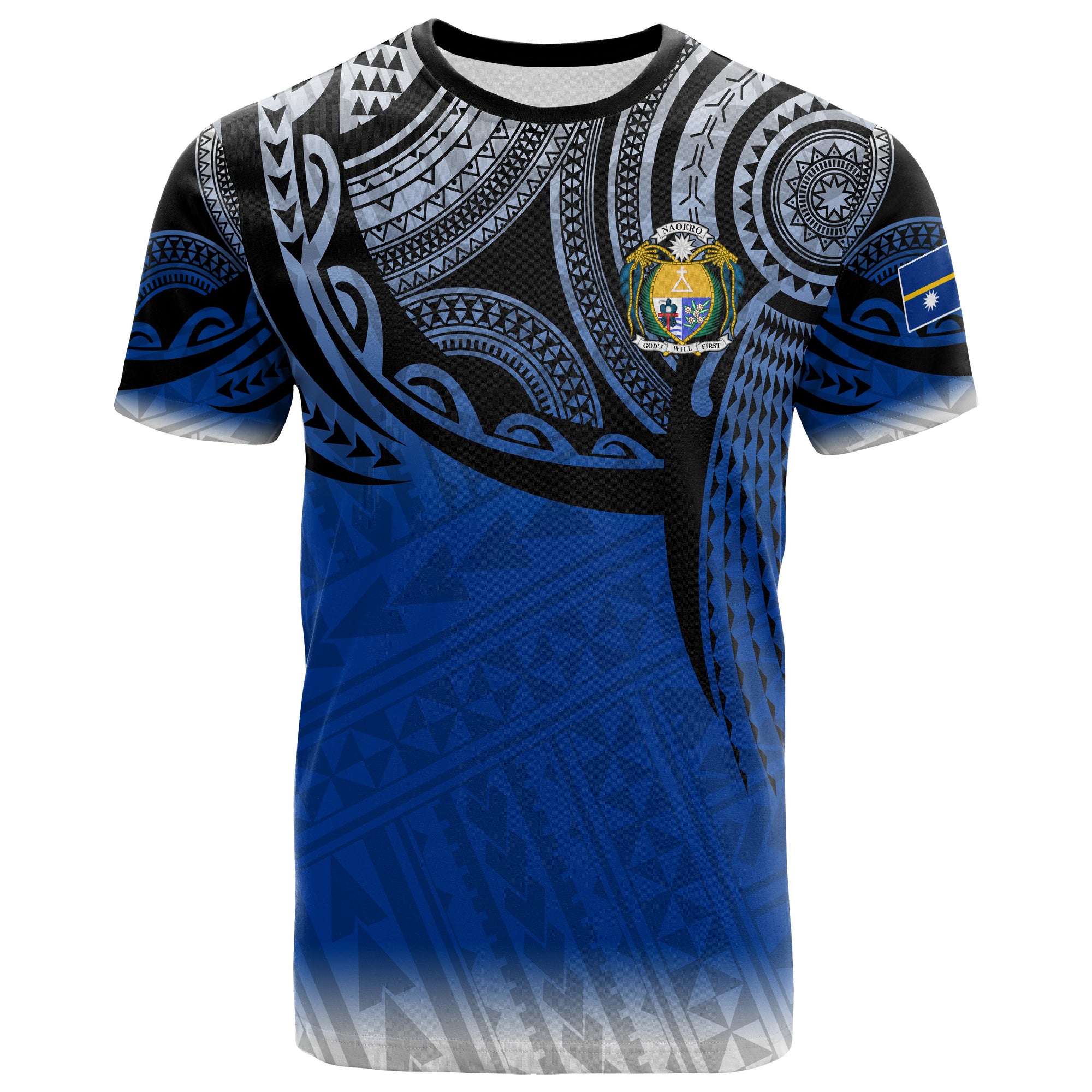 Nauru Polynesian T Shirt Tattoo Pattern Unisex Blue - Polynesian Pride