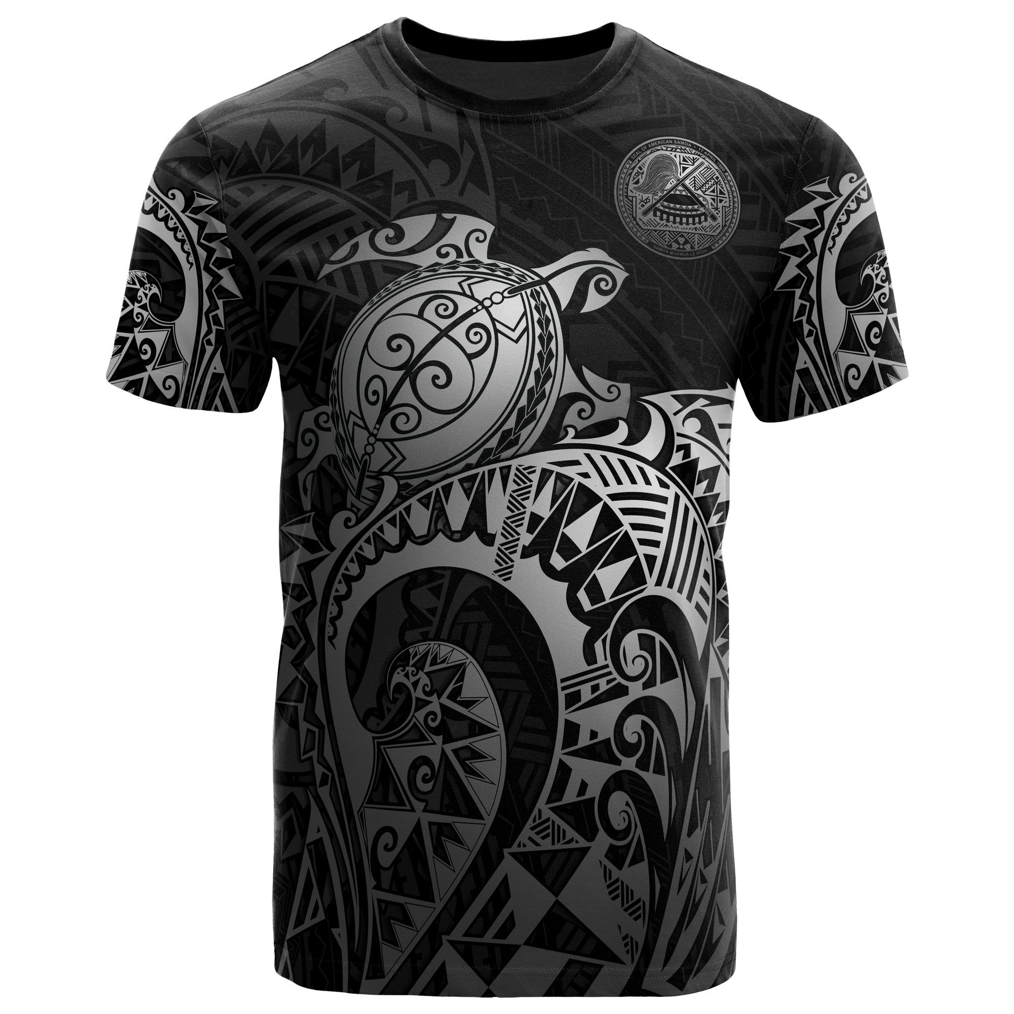 American Samoa T Shirt American Samoan Seal Polynesian Silver Turtle Tattoo Unisex Silver - Polynesian Pride