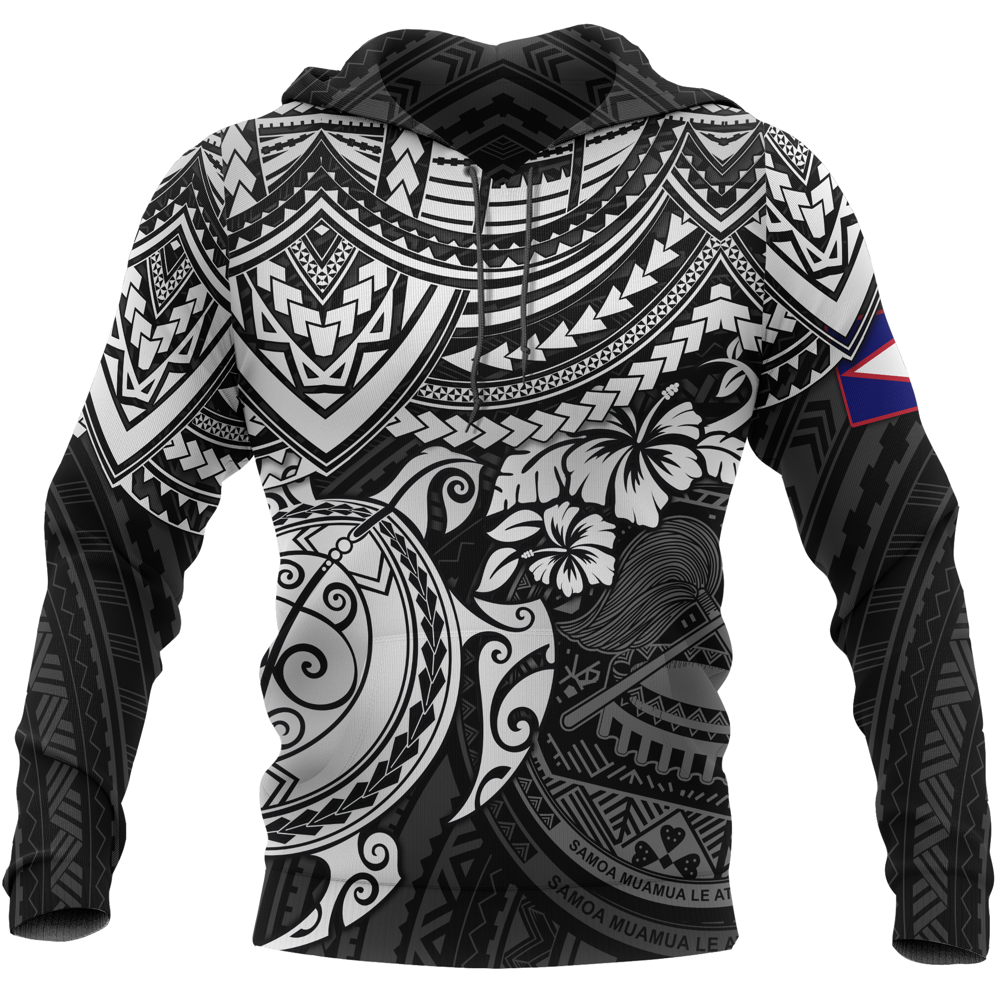 American Samoa Polynesian Hoodie Black Turtle Unisex BLACK - Polynesian Pride