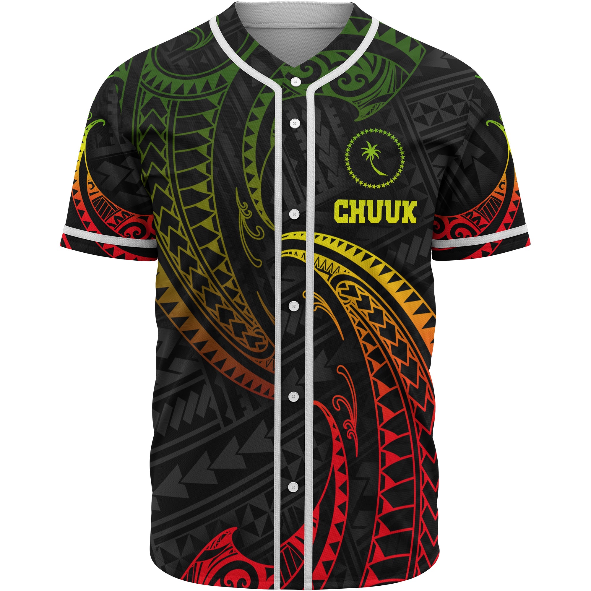 Chuuk Polynesian Baseball Shirt - Reggae Tribal Wave Unisex Reggae - Polynesian Pride