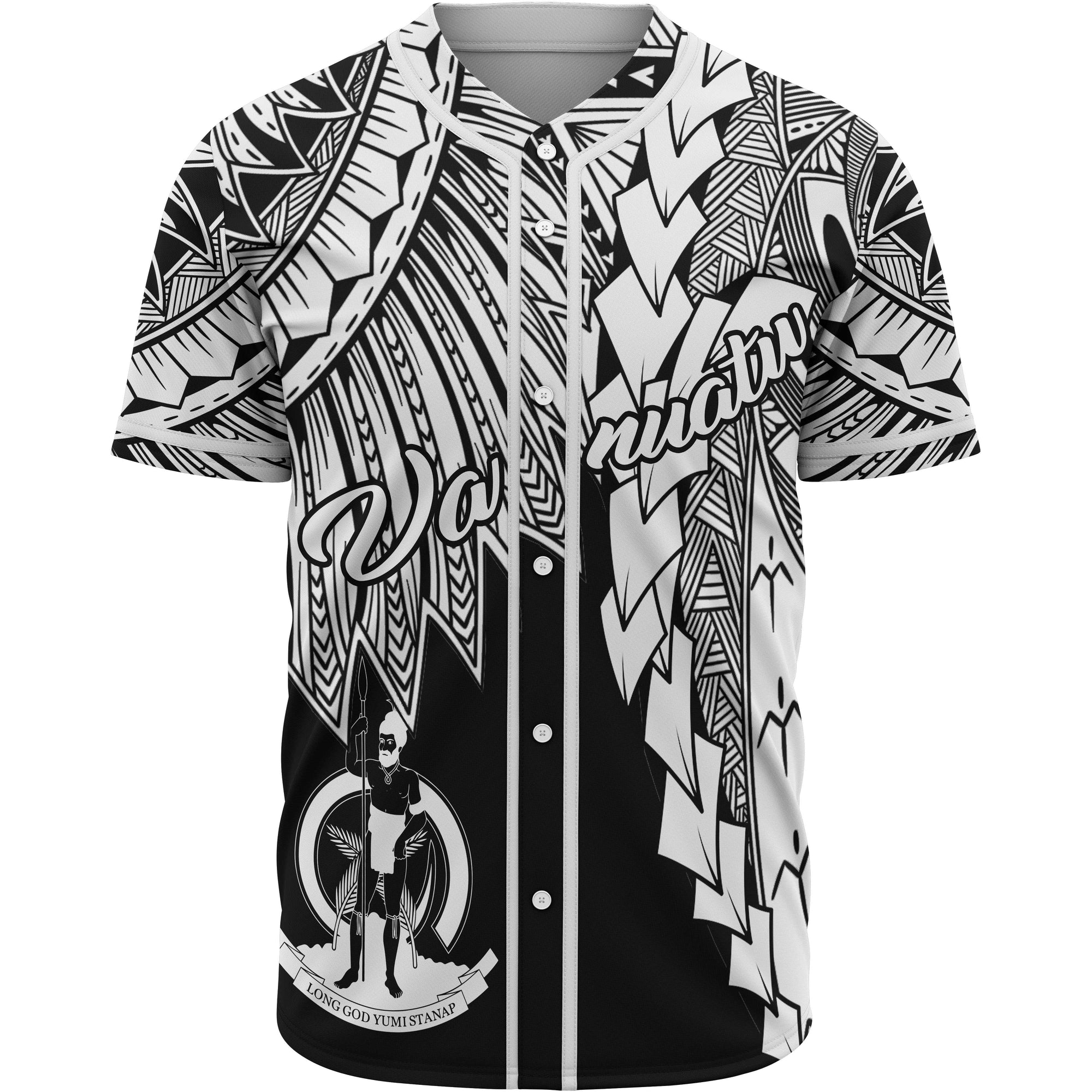 Vanuatu Polynesian Baseball Shirt - Tribal Wave Tattoo White Unisex White - Polynesian Pride