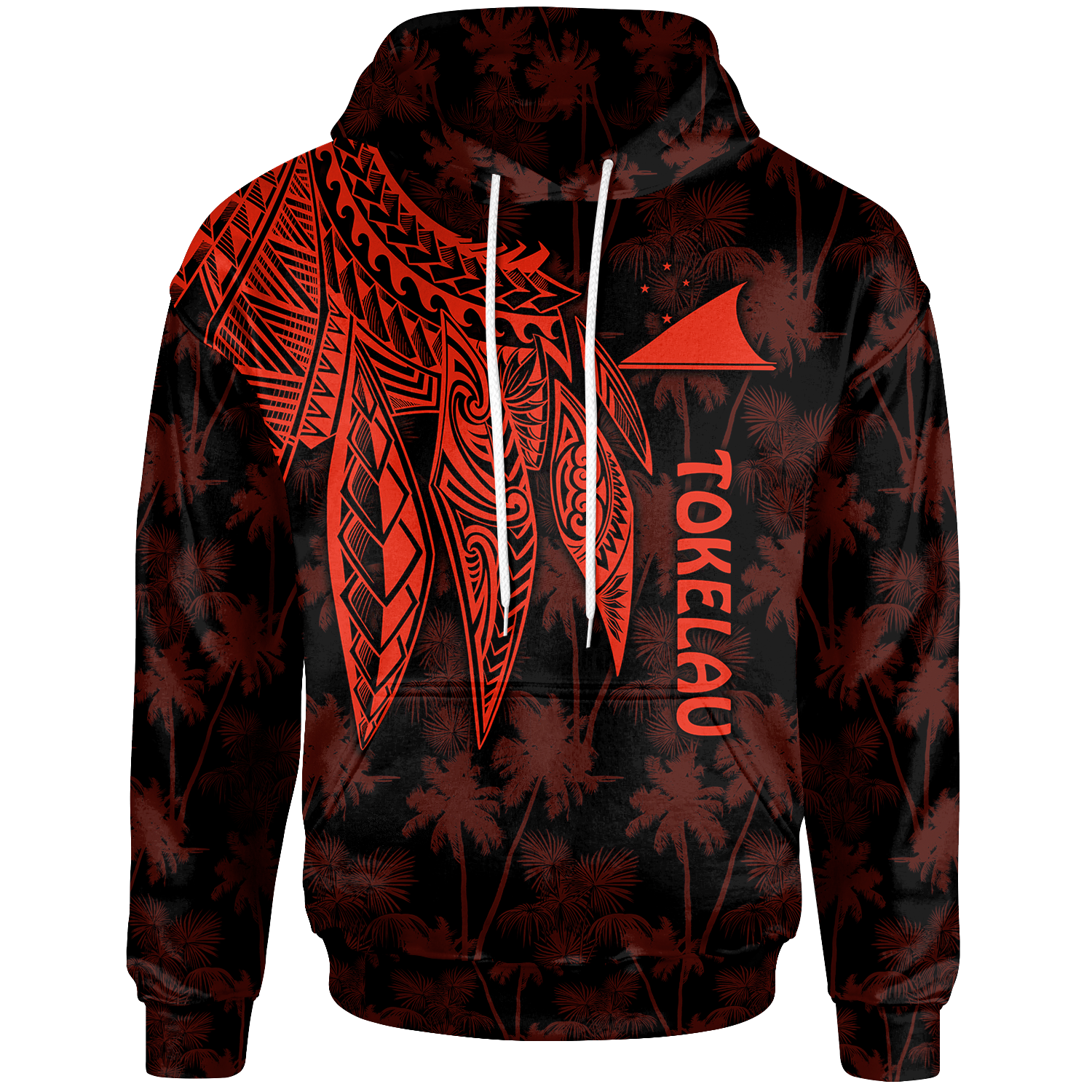 Tokelau Hoodie Polynesian Wings (Red) Unisex Red - Polynesian Pride