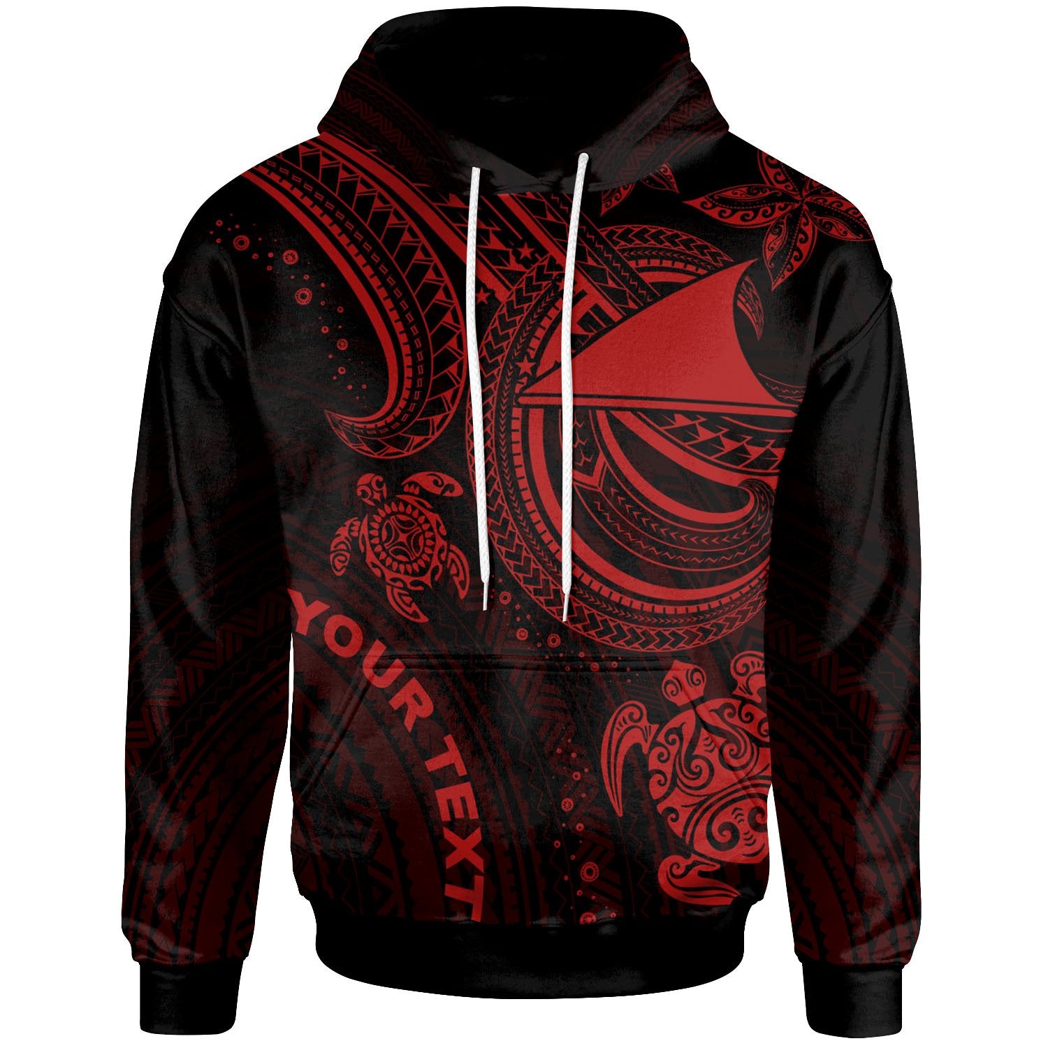 Tokelau Custom Hoodie Red Turtle Unisex Red - Polynesian Pride