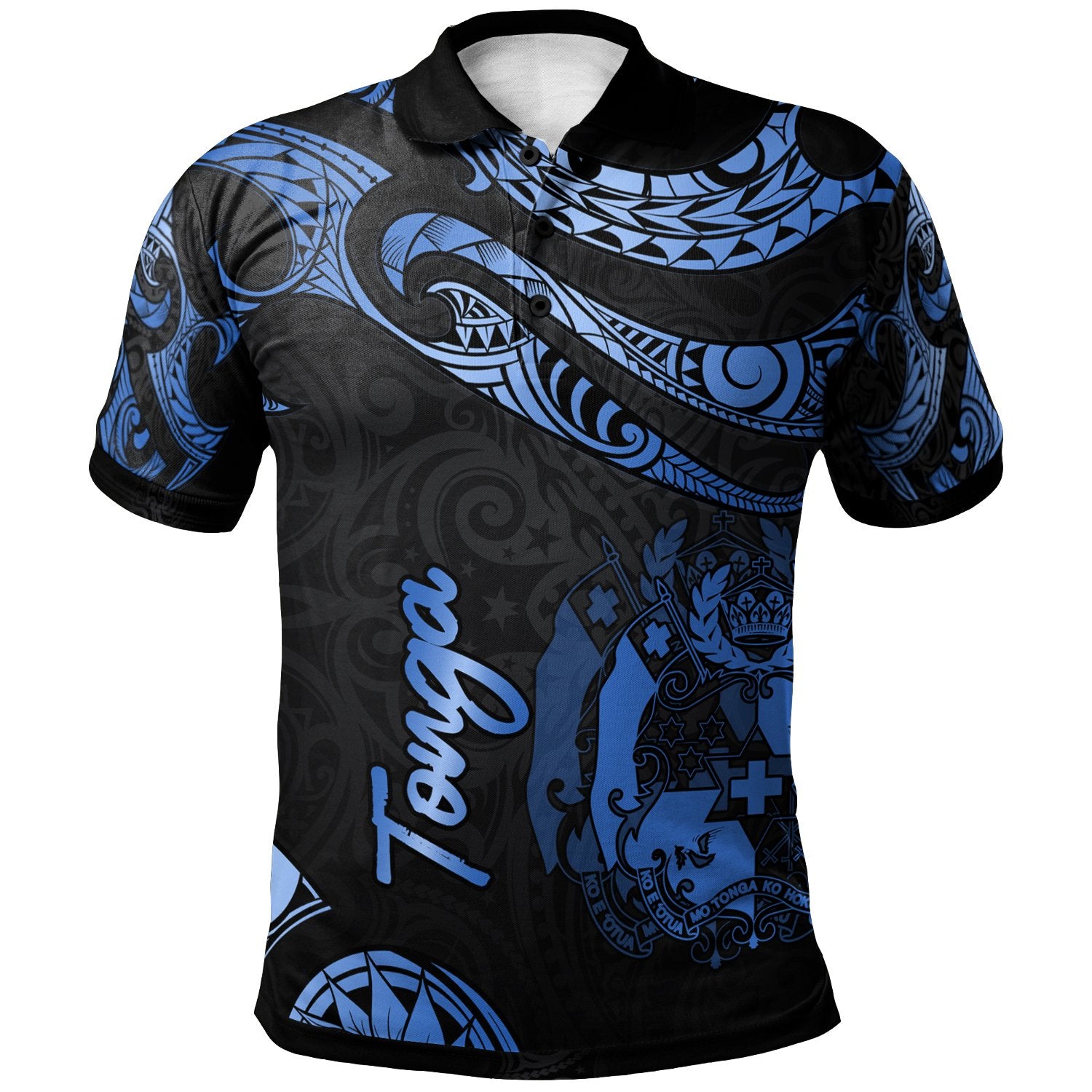 Tonga Polo Shirt Polynesian Tattoo Blue Version Unisex Blue - Polynesian Pride