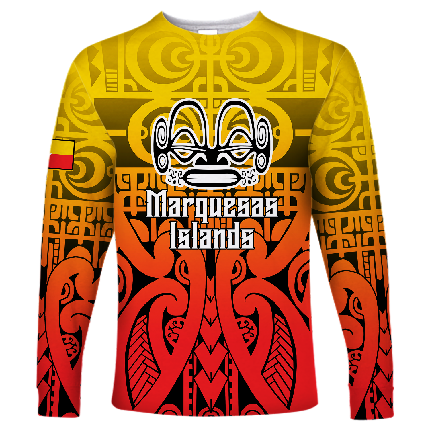 Marquesas Islands Marquesan Tattoo Long Sleeve Shirt - LT12 Unisex Red - Polynesian Pride