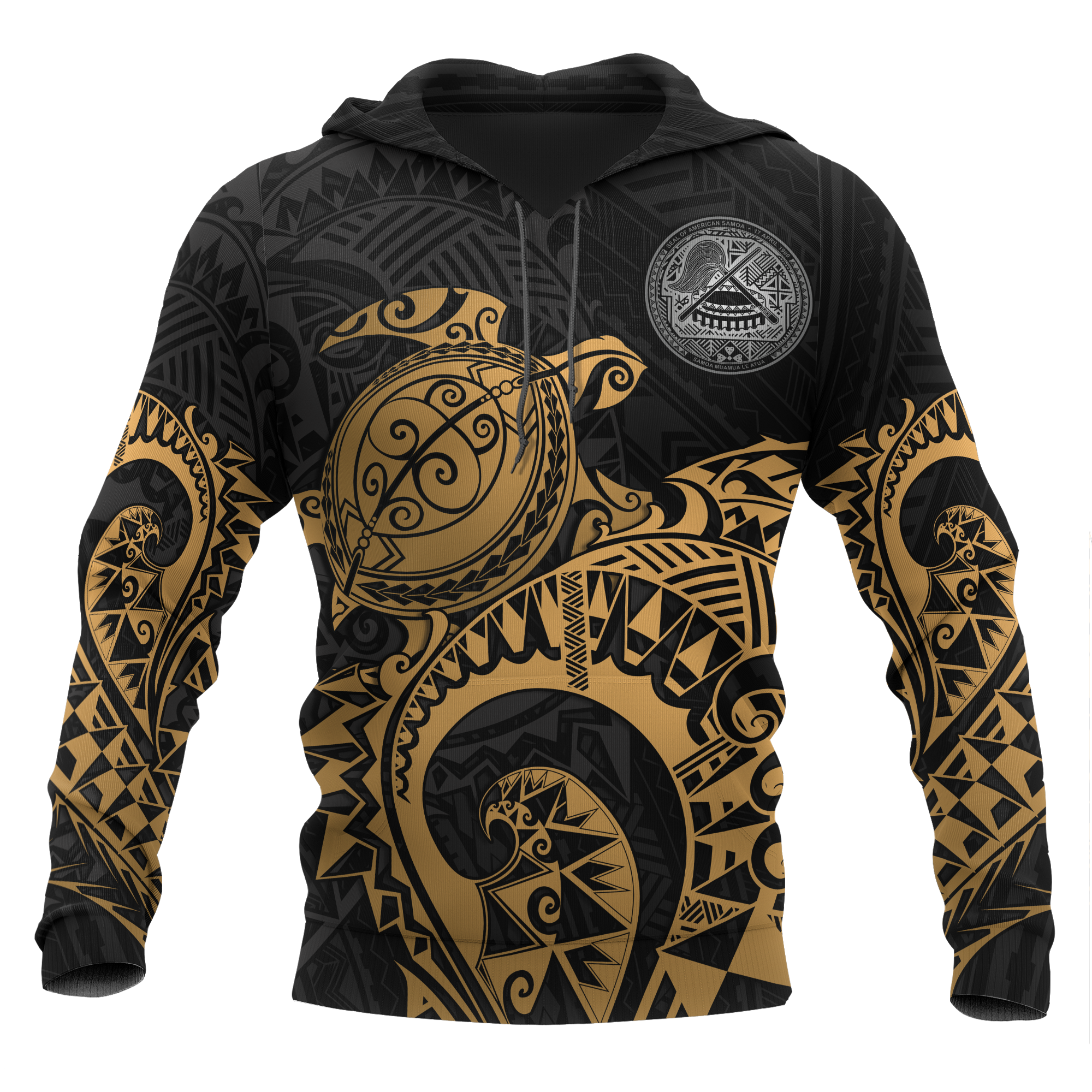 American Samoa Hoodie Polynesian Turtle (Golden) Unisex Golden - Polynesian Pride