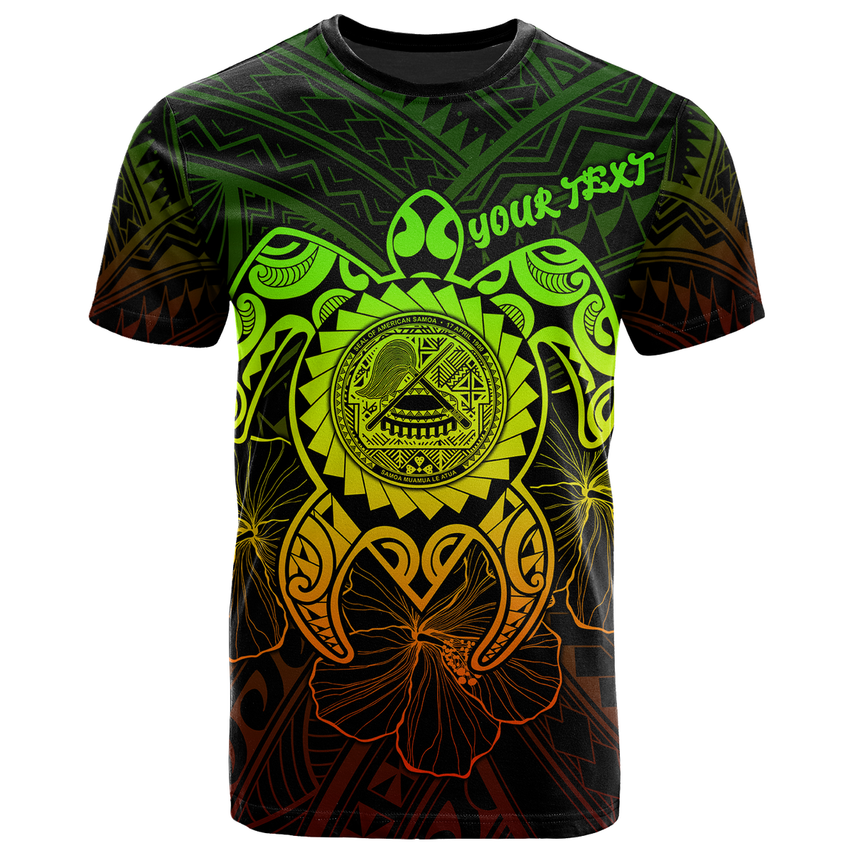 American Samoa Polynesian Custom T Shirt Vintage Polynesian Turtle (Reggae) Unisex Art - Polynesian Pride