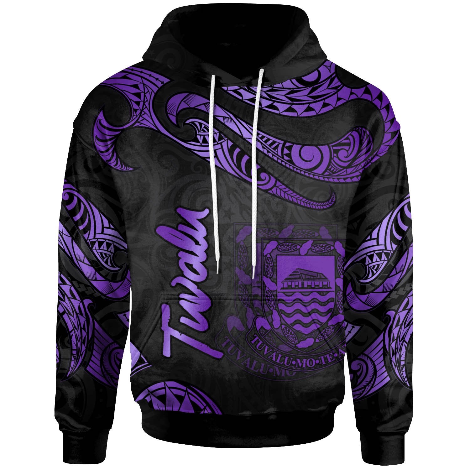 Tuvalu Hoodie Polynesian Tattoo Purple Version Unisex Purple - Polynesian Pride