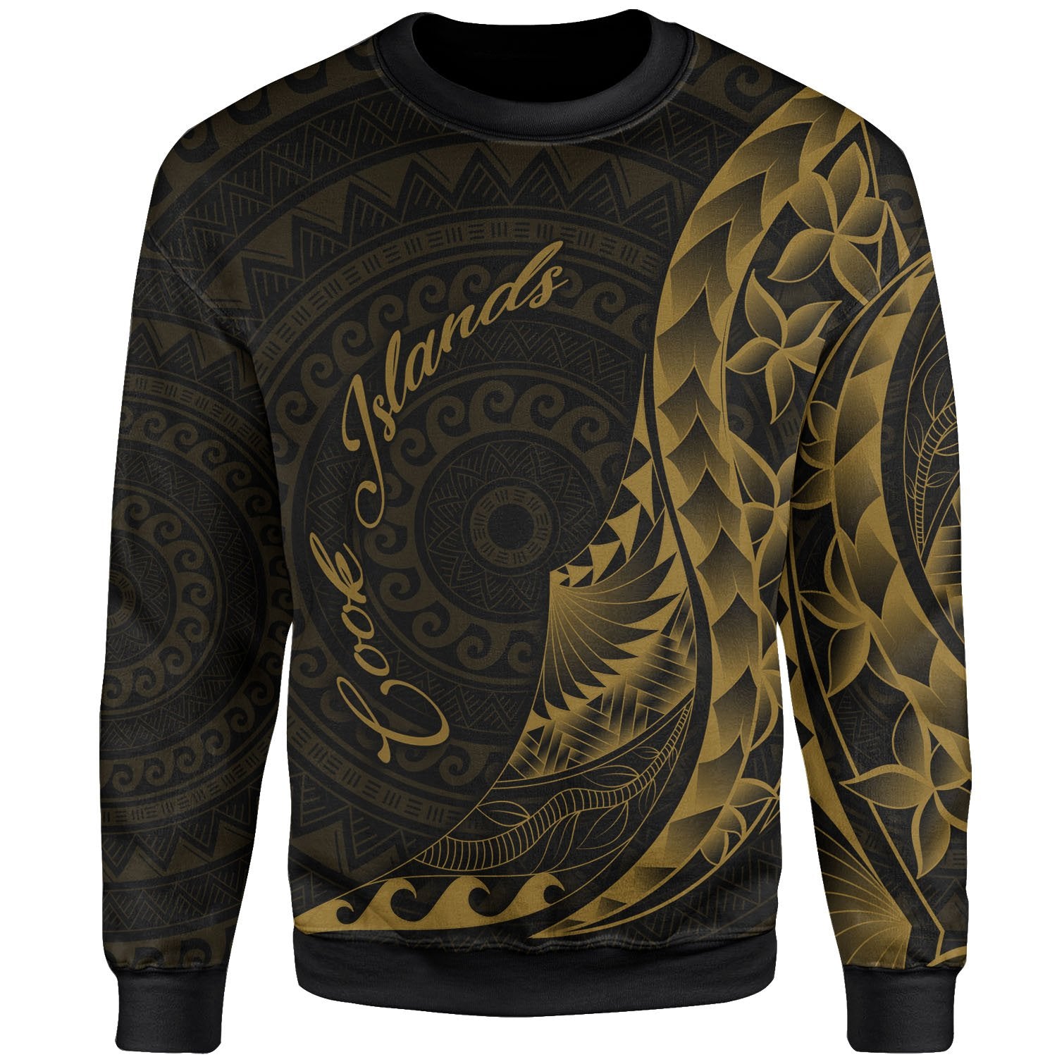 Cook Islands Sweatshirt - Polynesian Pattern Style Gold Color Unisex Gold - Polynesian Pride