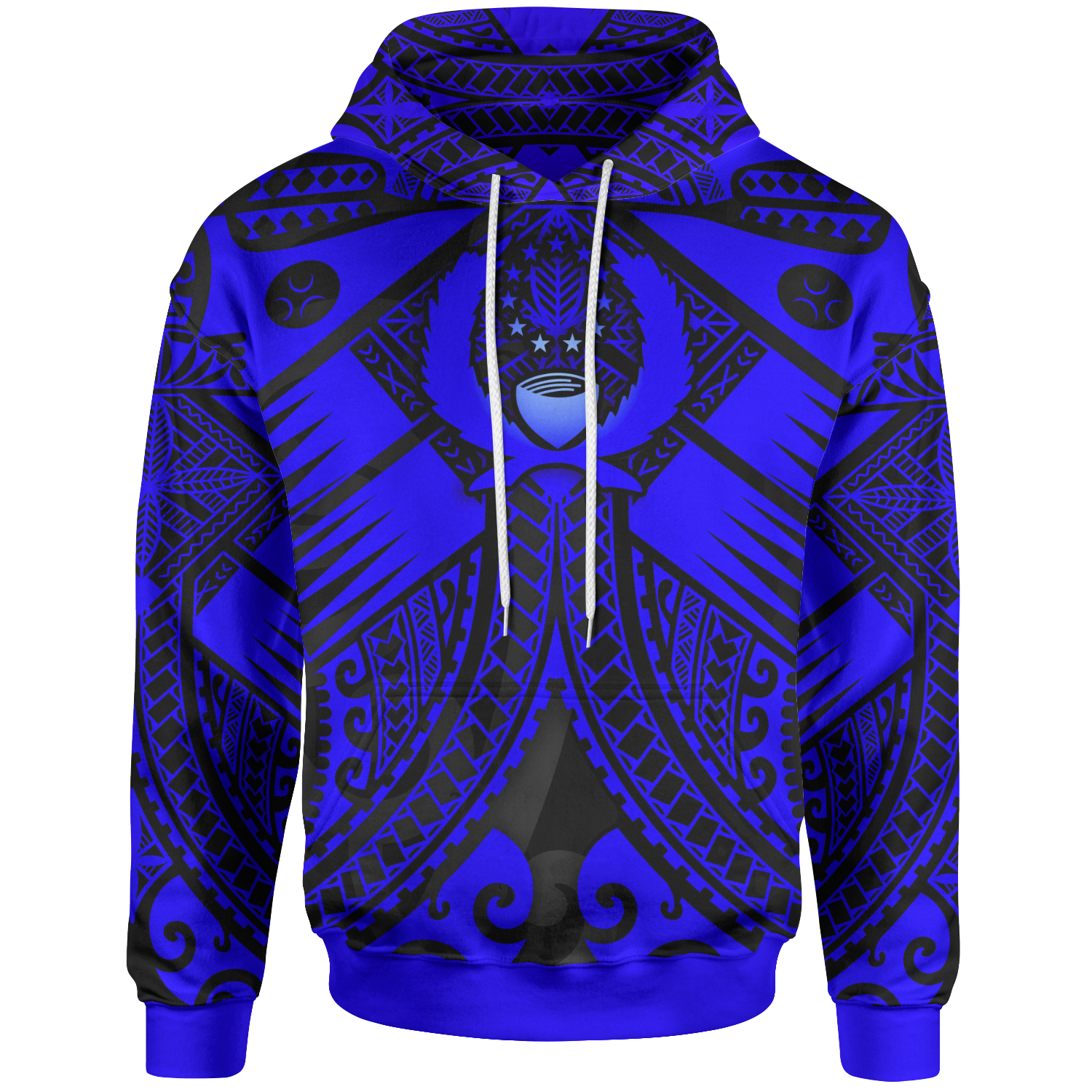 Pohnpei Hoodie Blue Seal with Polynesian Tattoo Unisex Blue - Polynesian Pride