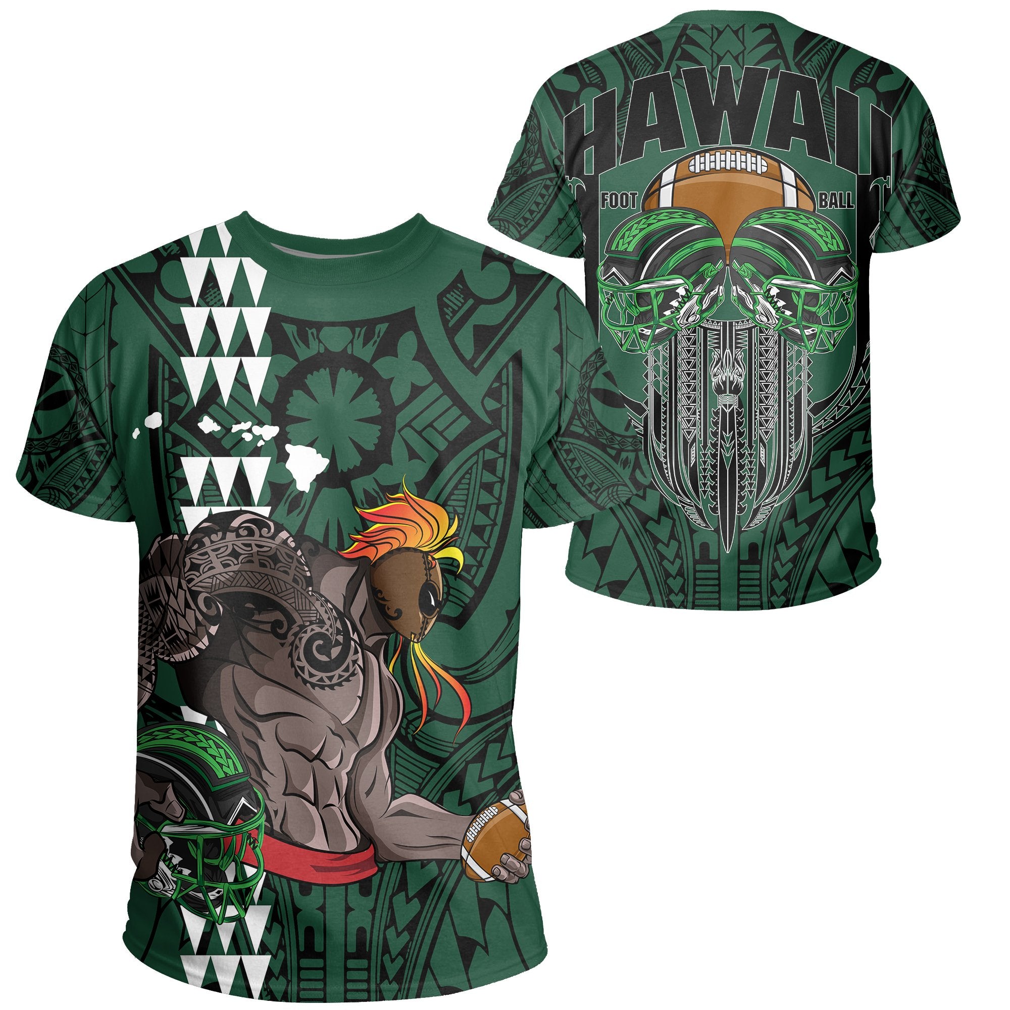 Hawaii Football Polynesian Warrior T Shirt July Style Unisex Green - Polynesian Pride