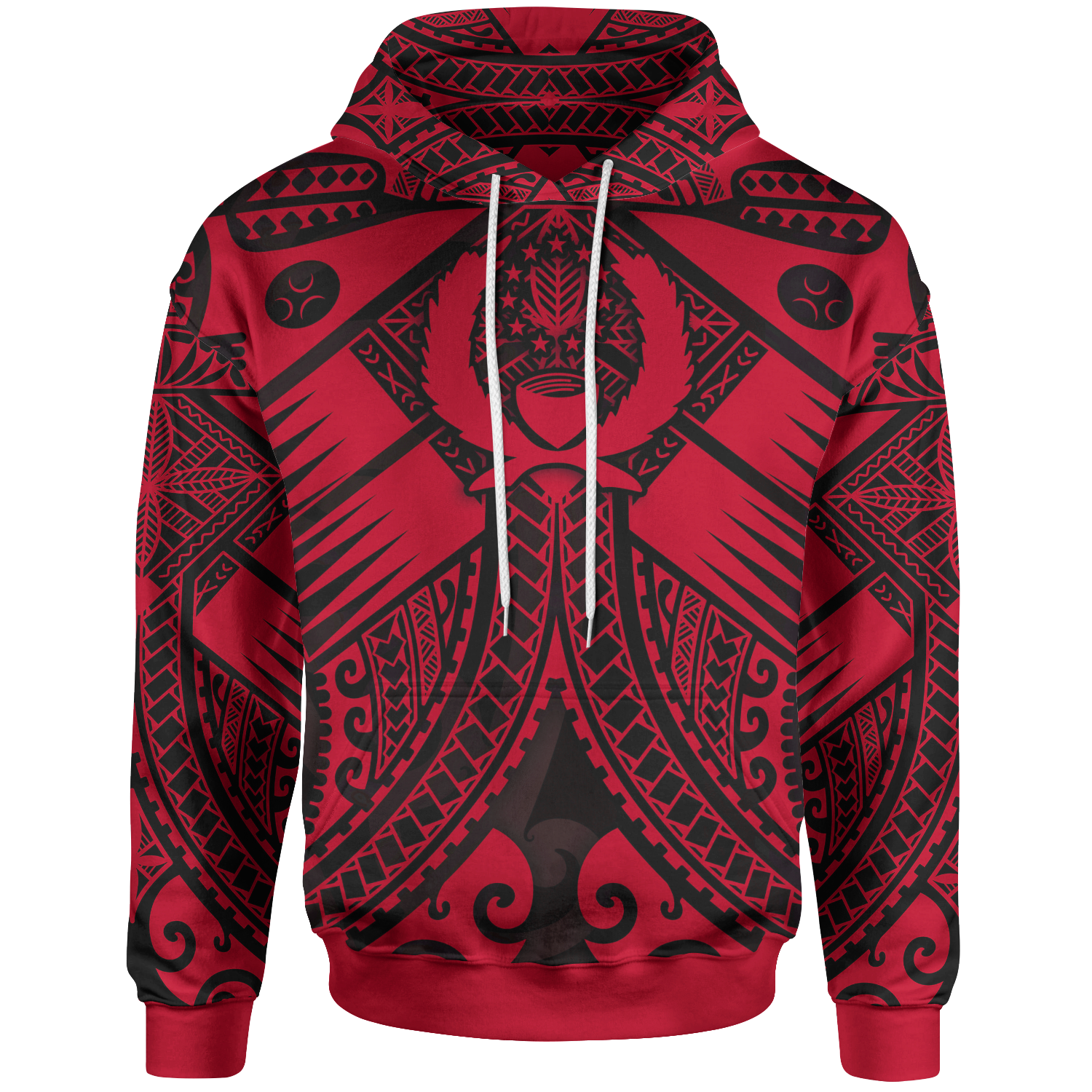 Pohnpei Hoodie Red Seal with Polynesian Tattoo Unisex Red - Polynesian Pride