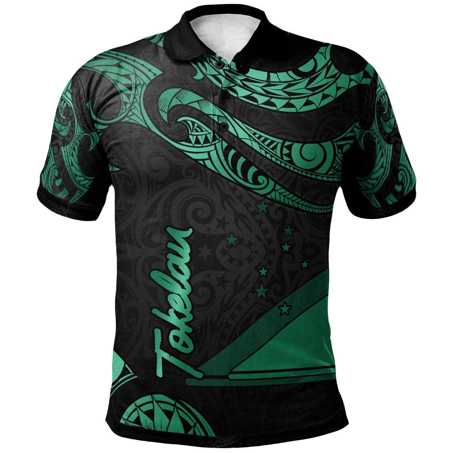 Tokelau Polo Shirt Polynesian Tattoo Green Version Unisex Green - Polynesian Pride