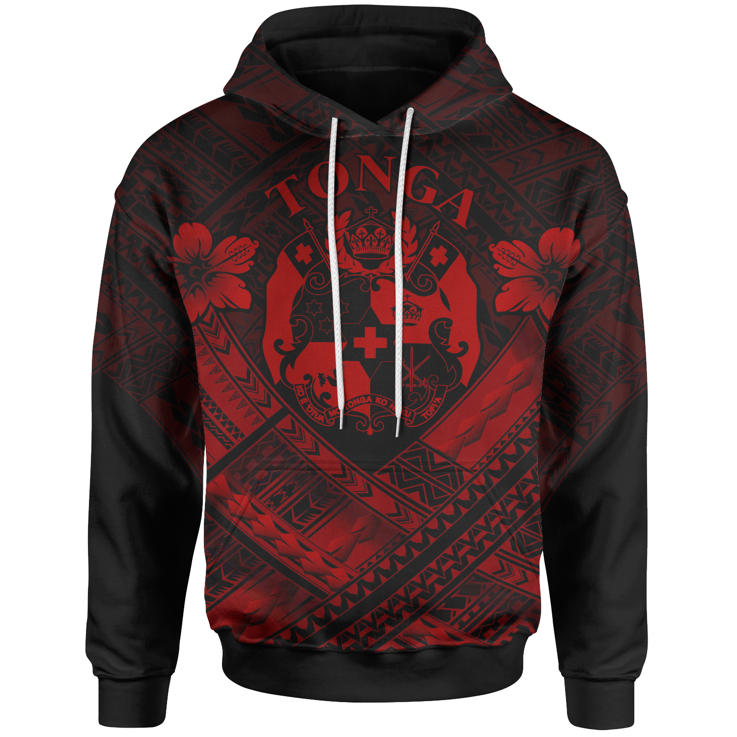 Tonga Polynesian Hoodie Tonga Red Seal Camisole Hibiscus Style Unisex White - Polynesian Pride