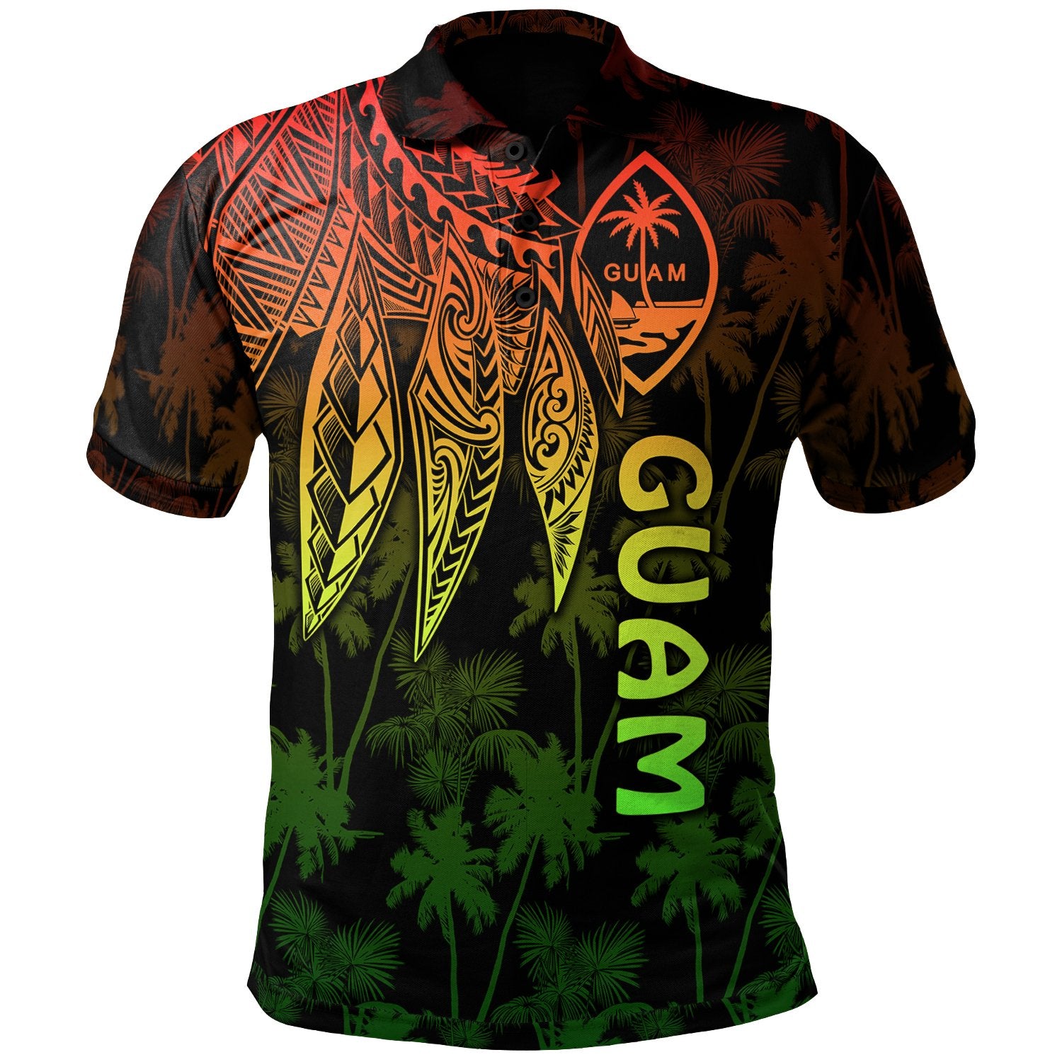 Guam Polo Shirt Polynesian Wings (Reggae) Unisex Reggae - Polynesian Pride