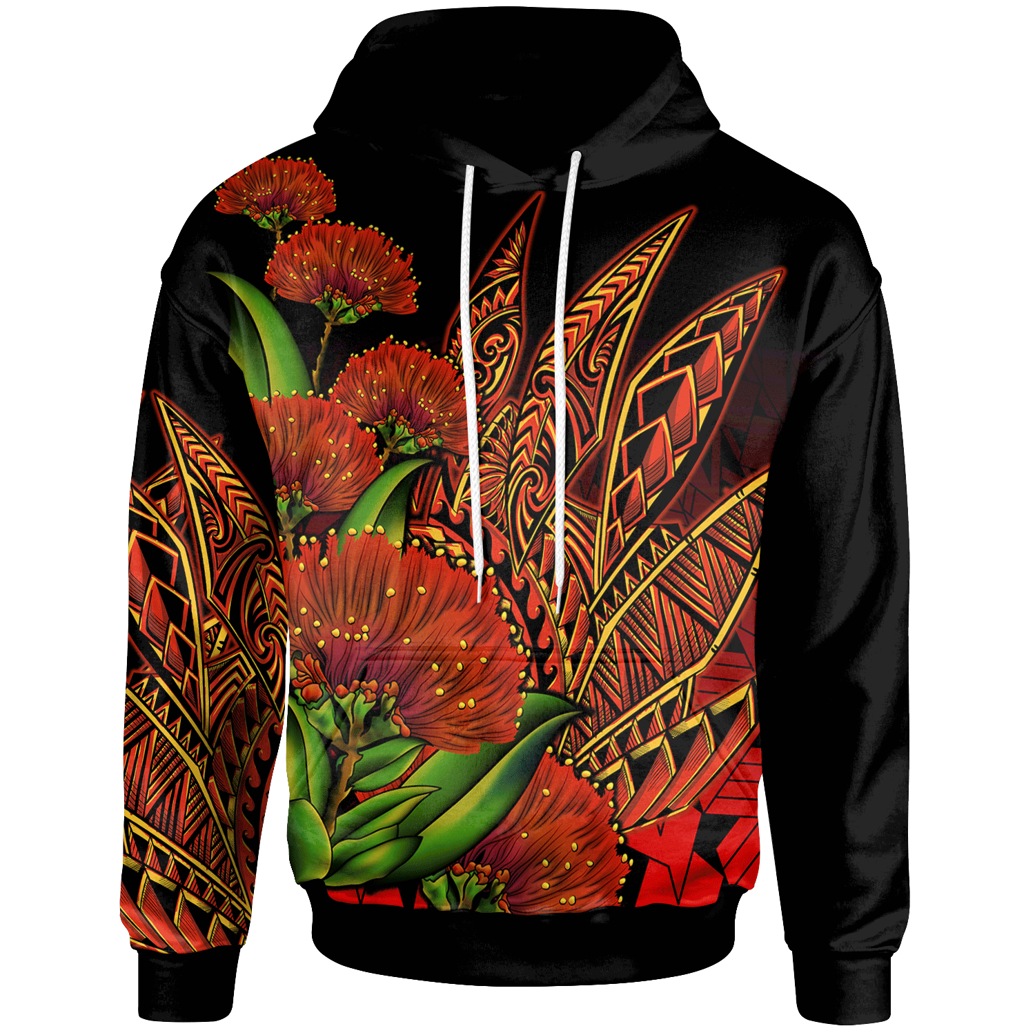 Polynesian Hawaii Hoodie Ohia Lehua Unisex Red - Polynesian Pride