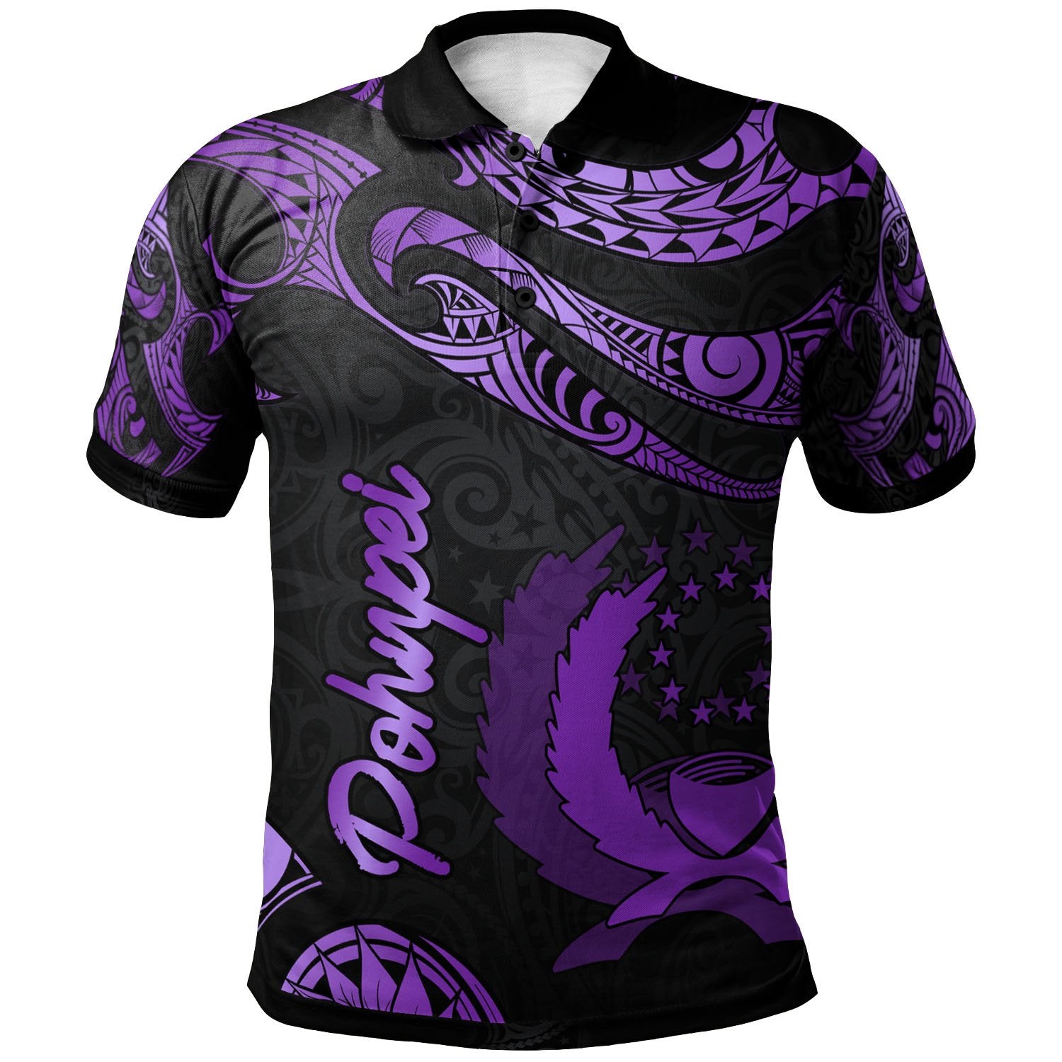 Pohnpei Polo Shirt Polynesian Tattoo Purple Version Unisex Purple - Polynesian Pride