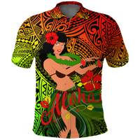 Custom Hawaii Hula Girl Reggae Polo Shirt LT2 - Polynesian Pride