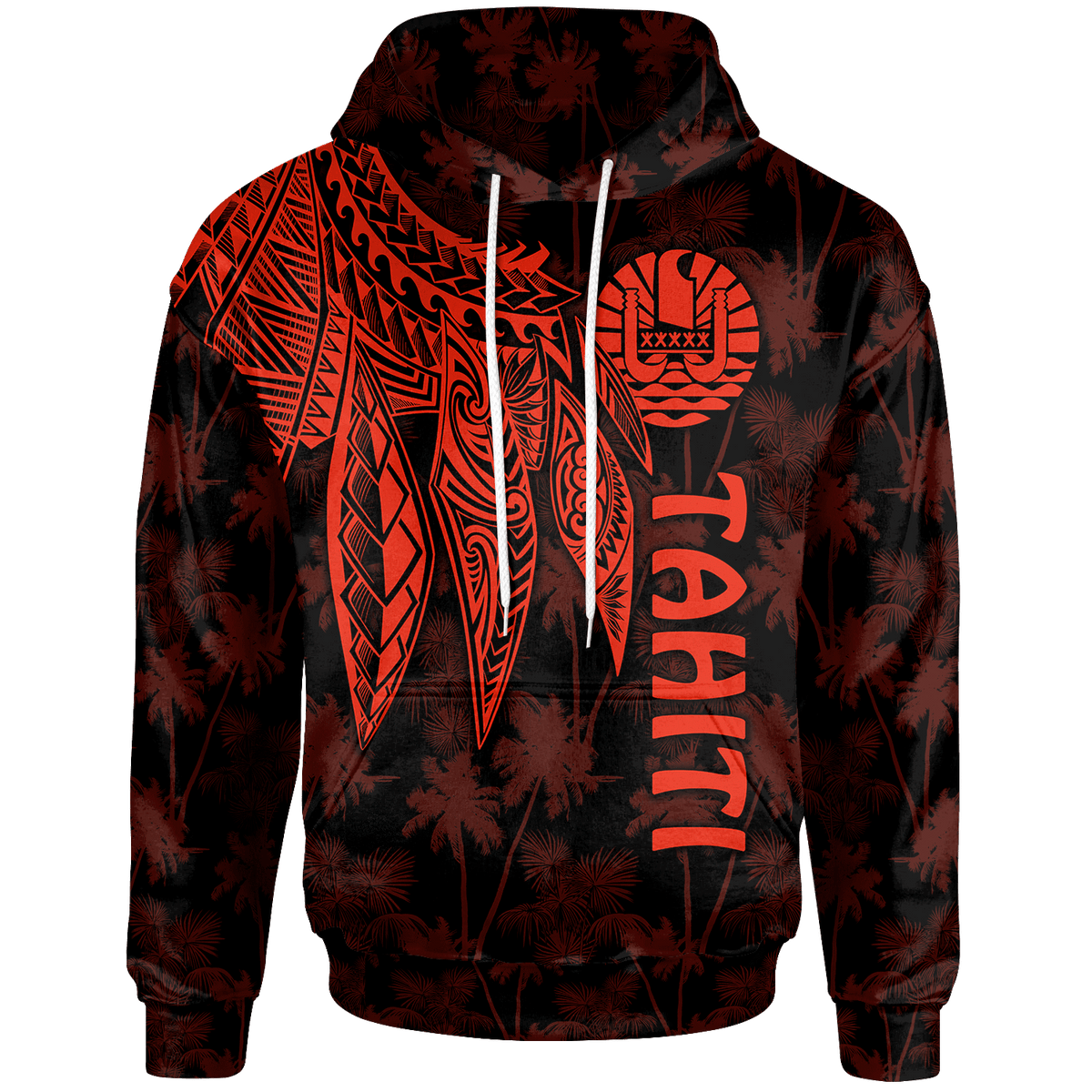 Tahiti Hoodie Polynesian Wings (Red) Unisex Red - Polynesian Pride