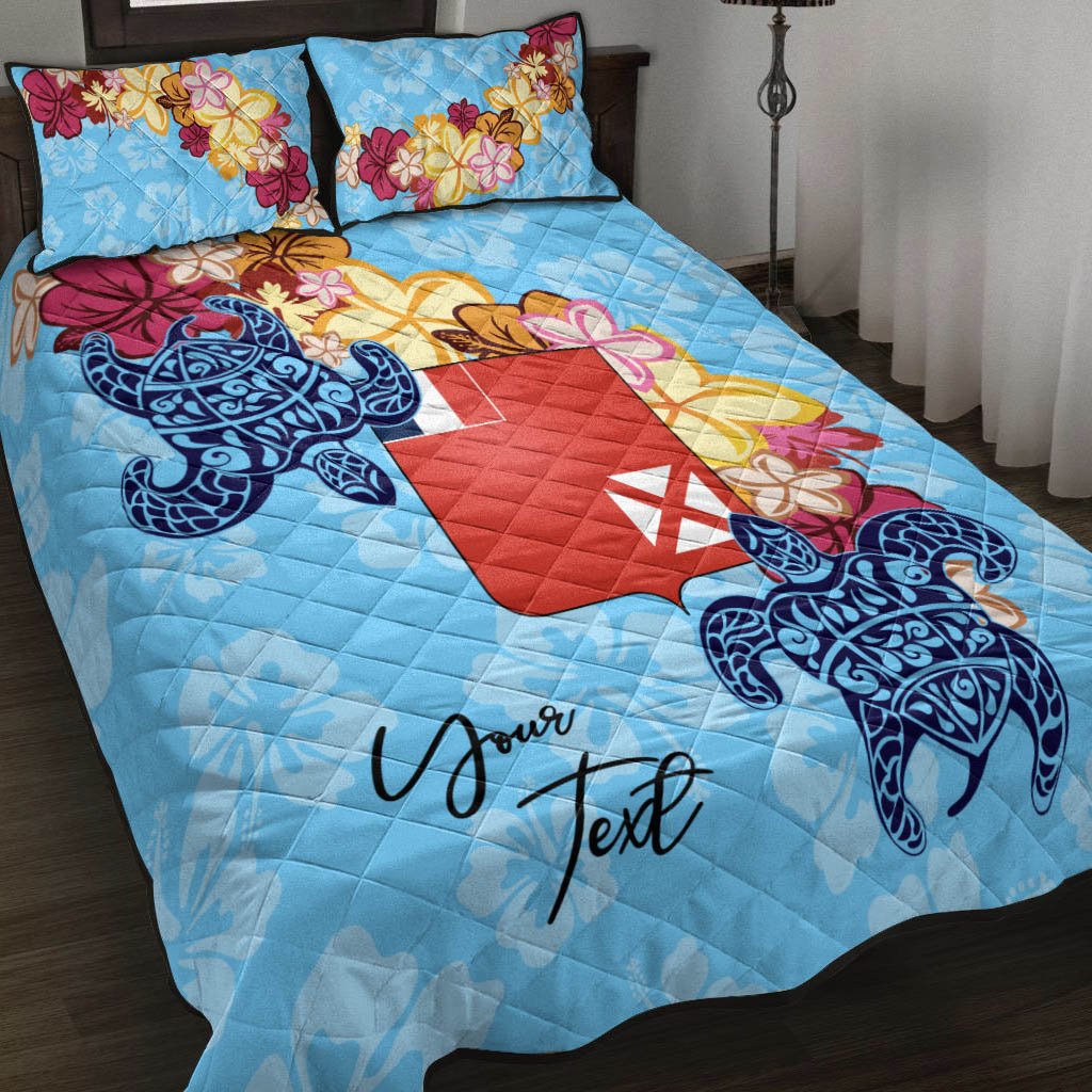 Wallis and Futuna Custom Personalised Quilt Bed Set - Tropical Style Blue - Polynesian Pride