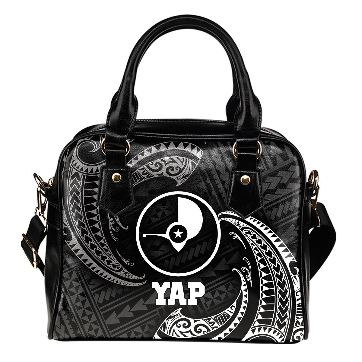 Yap Micronesia Shoulder Handbag - White Tribal Wave One Size Black - Polynesian Pride