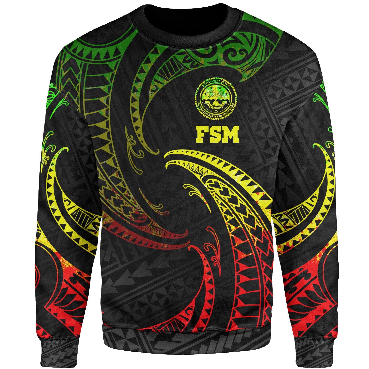 Federated States Of Micronesia Polynesian Sweater - Reggae Tribal Wave Unisex Reggae - Polynesian Pride