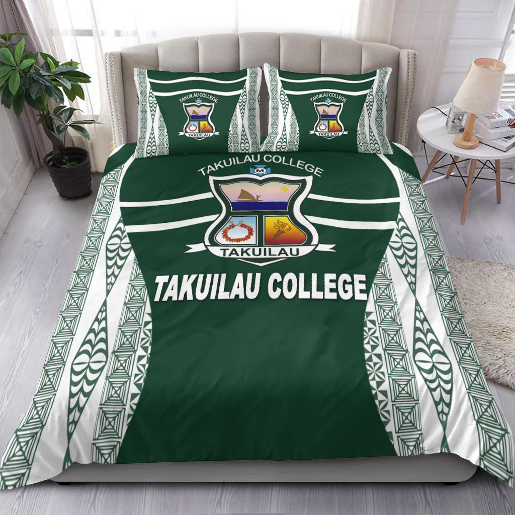Takuilau College Tongan Patterns Bedding Set - LT12 Green - Polynesian Pride