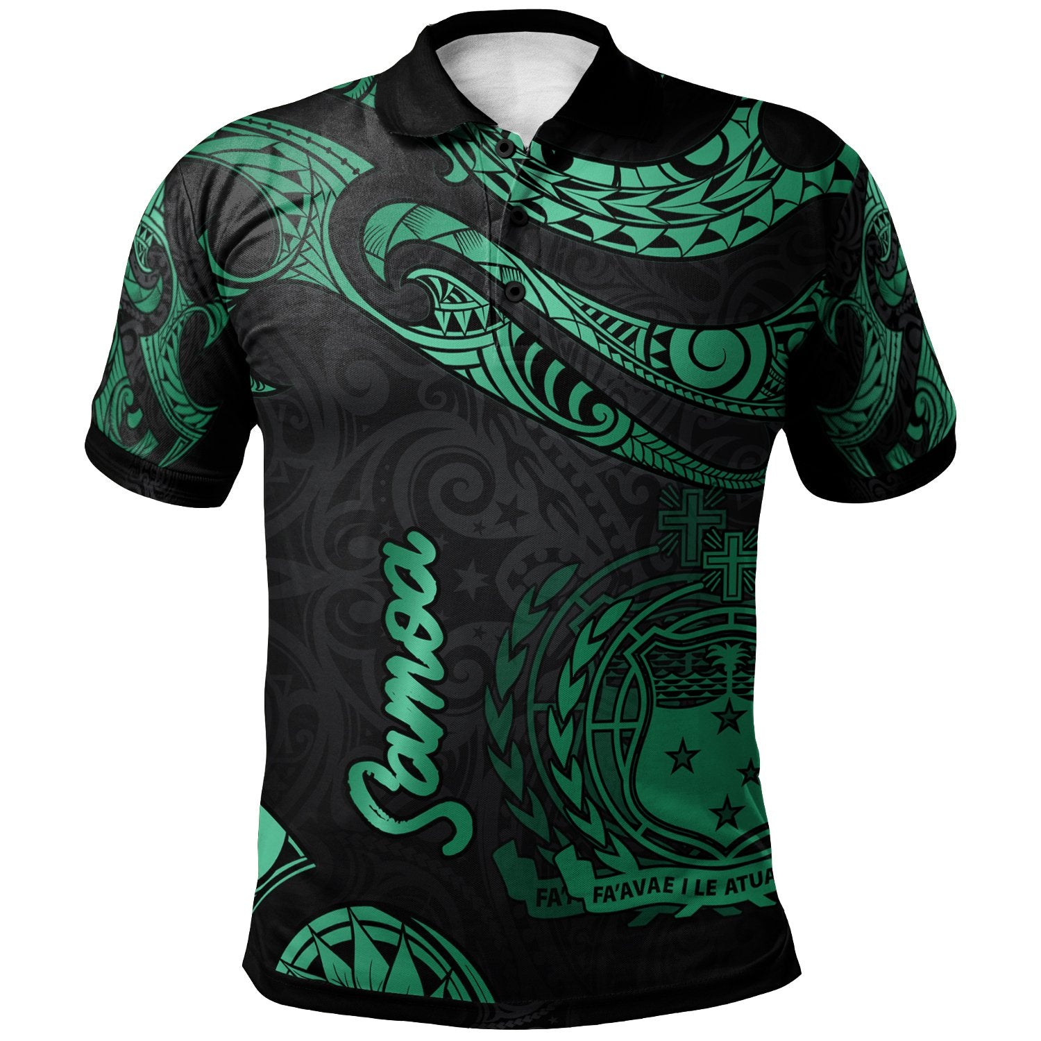 Samoa Polo Shirt Polynesian Tattoo Green Version Unisex Green - Polynesian Pride