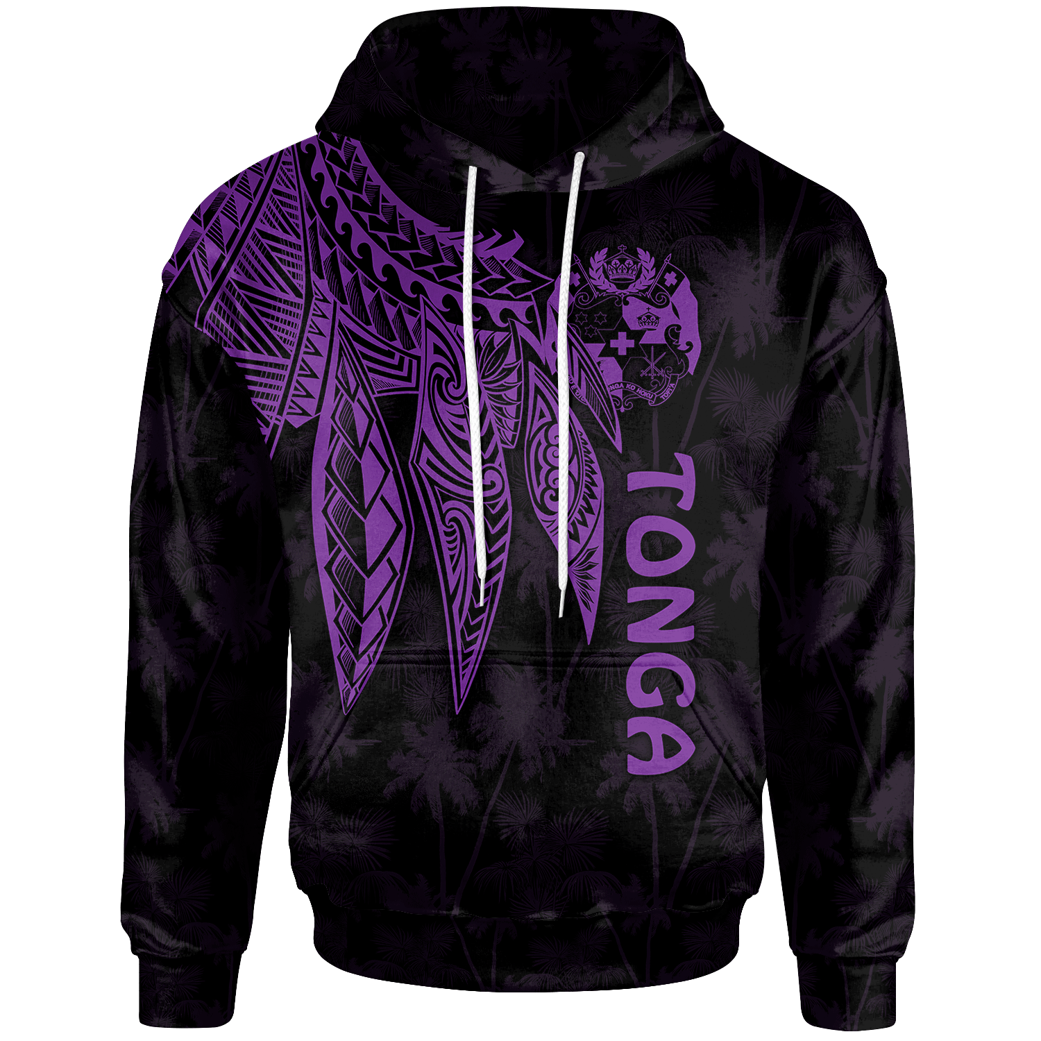 Tonga Hoodie Polynesian Wings (Purple) Unisex Purple - Polynesian Pride