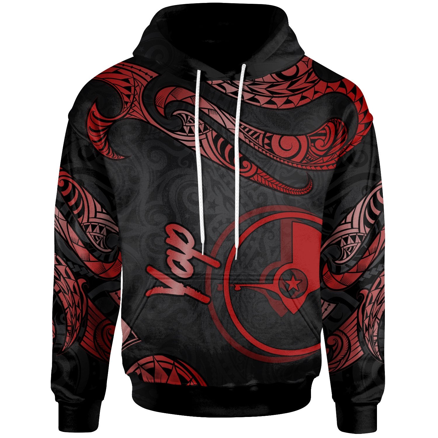 Yap Hoodie Polynesian Tattoo Red Version Unisex Red - Polynesian Pride