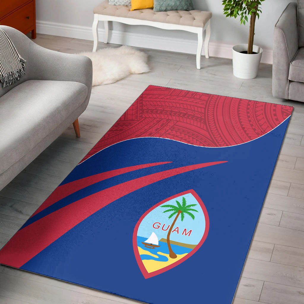 Guam Area Rug - Curve Style Blue - Polynesian Pride