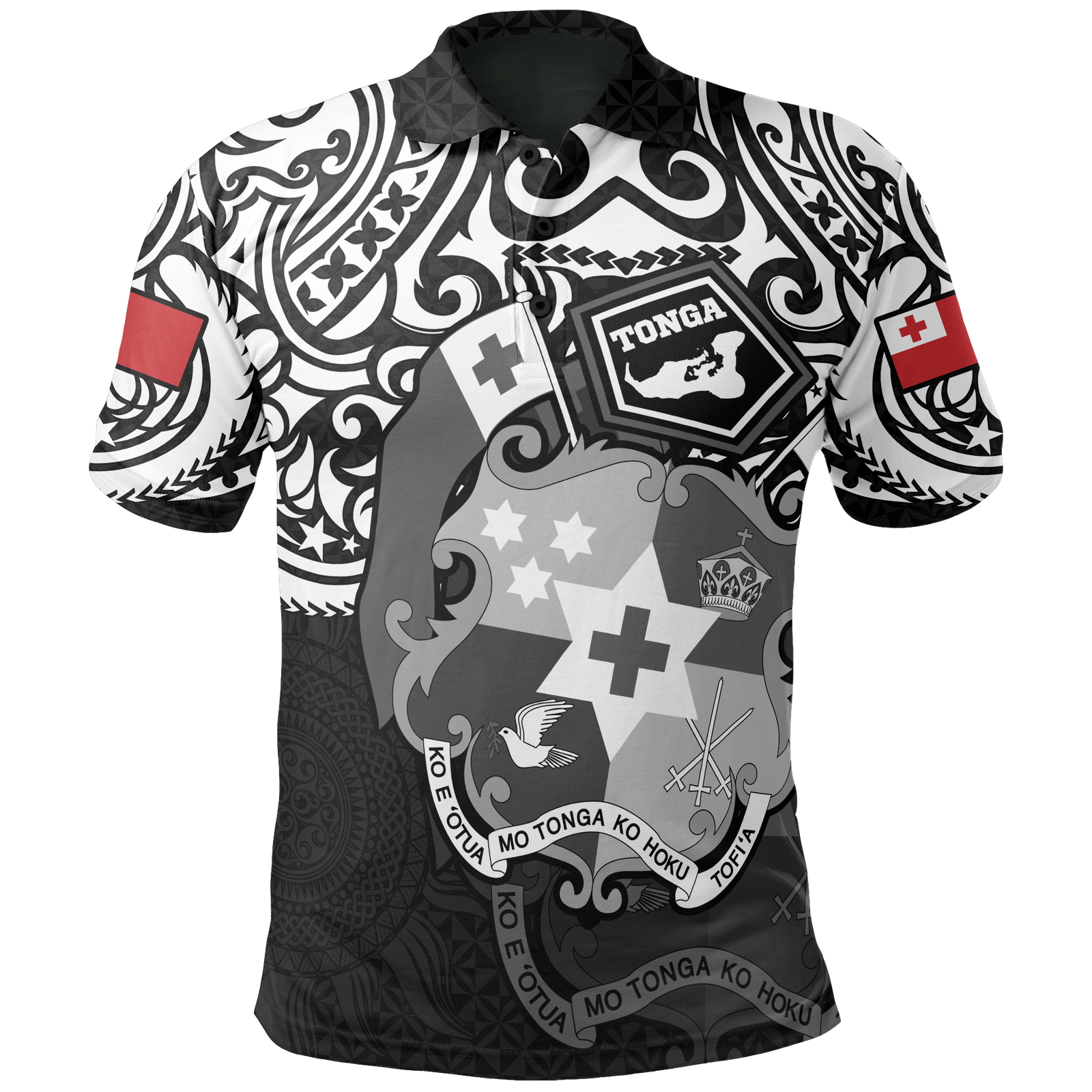 Tonga Polo Shirt Tongan FLag Coat Of Arms Pride (White) Unisex White - Polynesian Pride