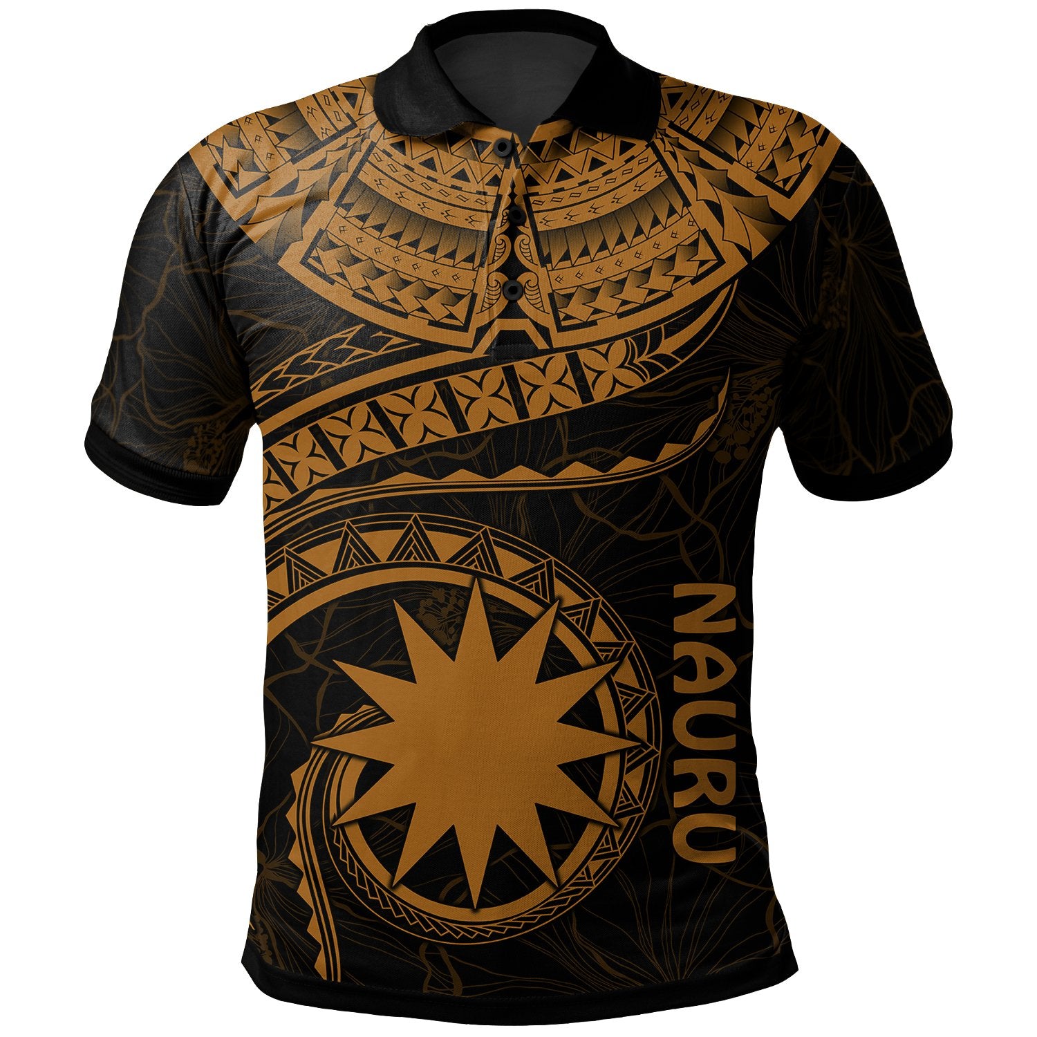 Nauru Polynesian Polo Shirt Nauru Waves (Golden) Unisex Golden - Polynesian Pride