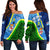 Vanuatu Malampa Fiji Day Off Shoulder Sweater - Combine Flag Design LT4 Blue - Polynesian Pride