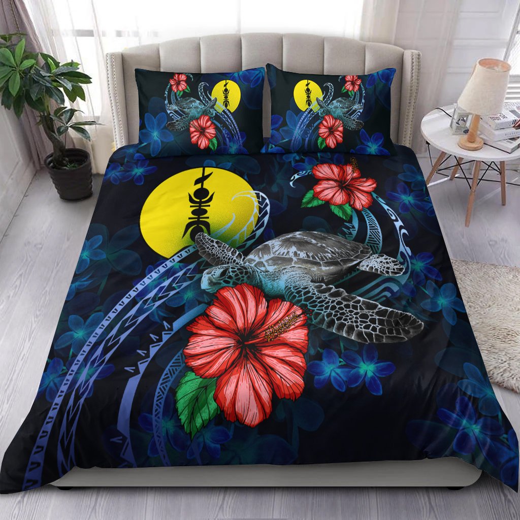 New Caledonia Polynesian Bedding Set - Blue Turtle Hibiscus Blue - Polynesian Pride