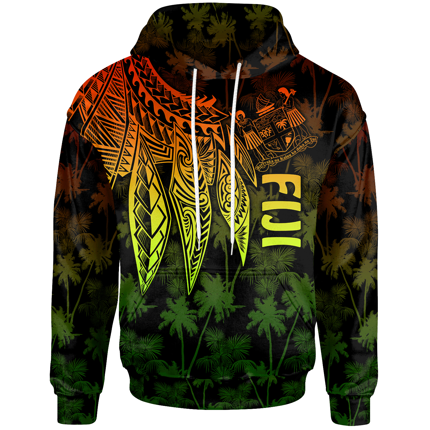 Fiji Hoodie Polynesian Wings (Reggae) Unisex Blue - Polynesian Pride