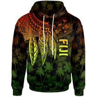 Fiji Hoodie Polynesian Wings (Reggae) Unisex Blue - Polynesian Pride