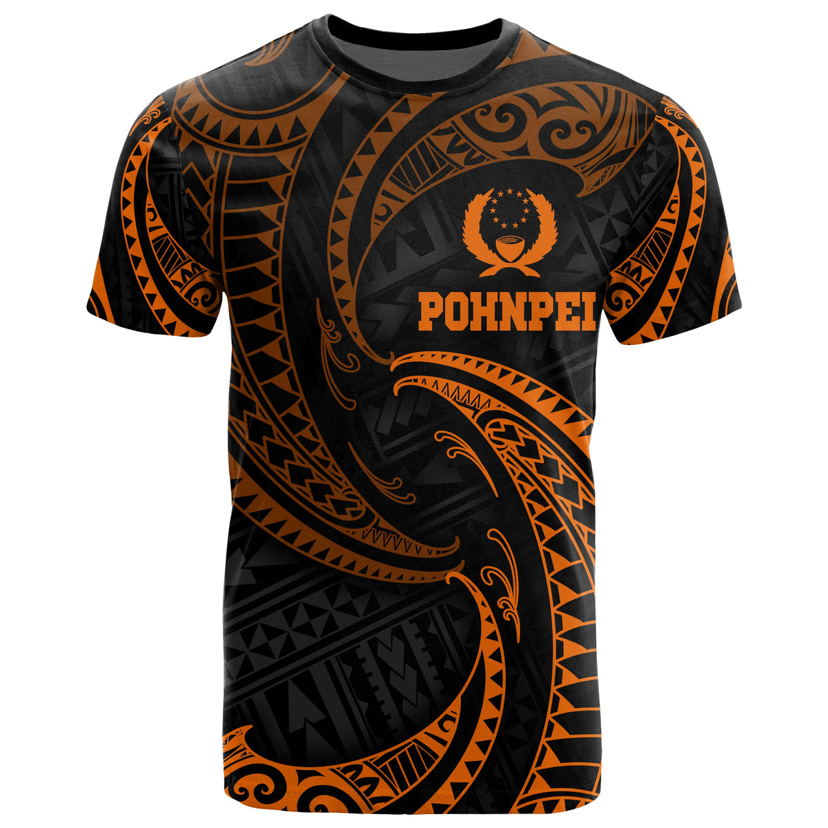 Pohnpei Micronesia T Shirt Orange Tribal Wave Unisex Orange - Polynesian Pride