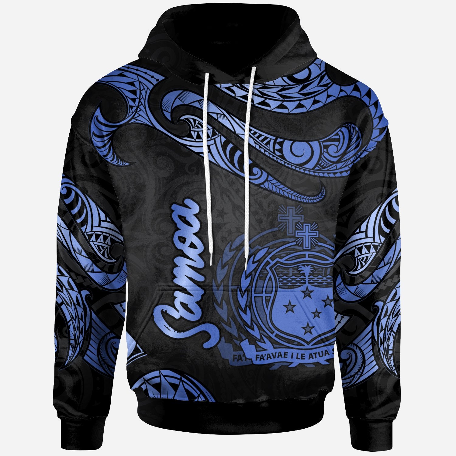 Samoa Hoodie Polynesian Tattoo Blue Version Unisex Blue - Polynesian Pride