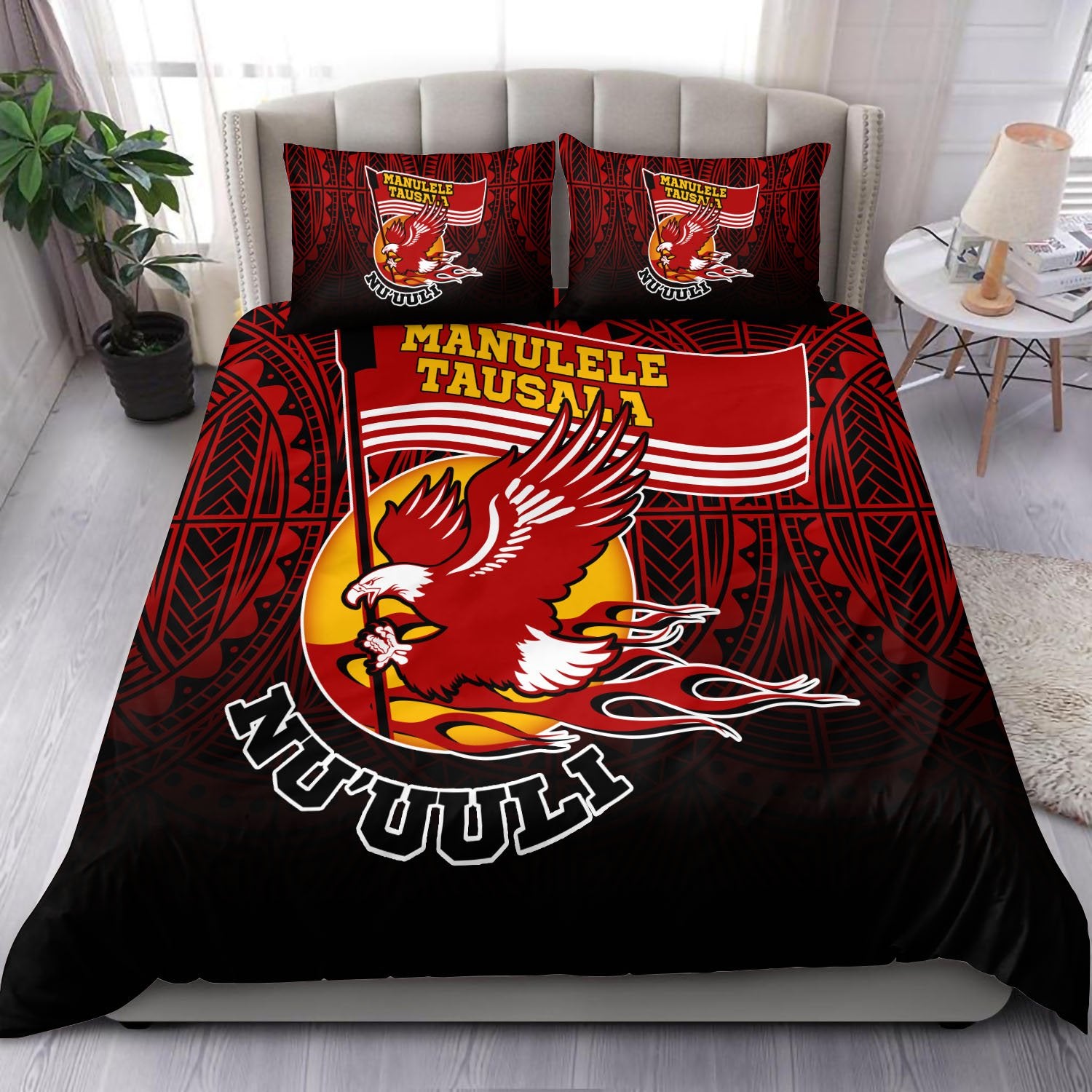 American Samoa Bedding Set - Manulele Tausala Nuuuli (Ver 2) Red - Polynesian Pride