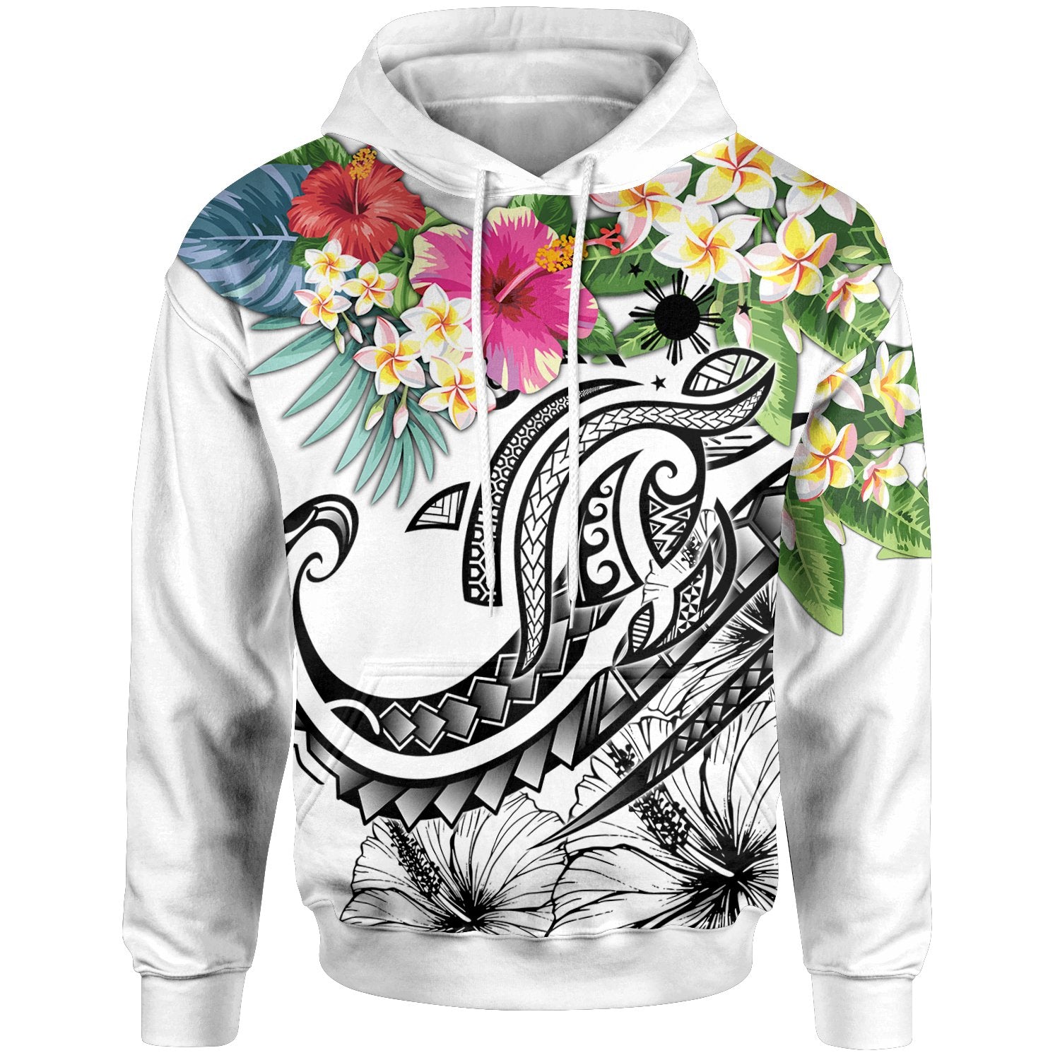 The Philippines Hoodie Summer Plumeria (White) Unisex White - Polynesian Pride