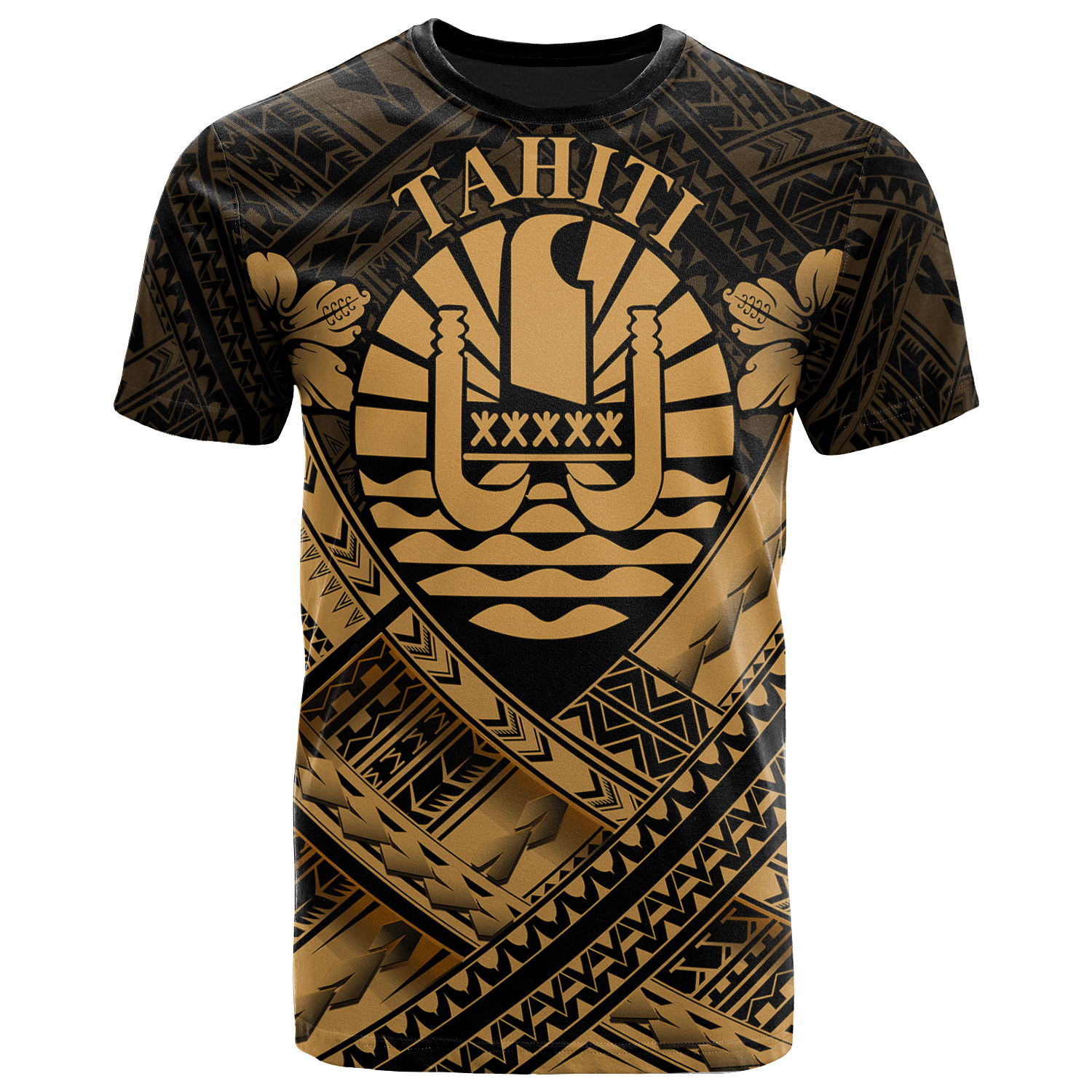 Tahiti Polynesian T Shirt Tahiti Gold Seal Camisole Hibiscus Style Unisex Art - Polynesian Pride