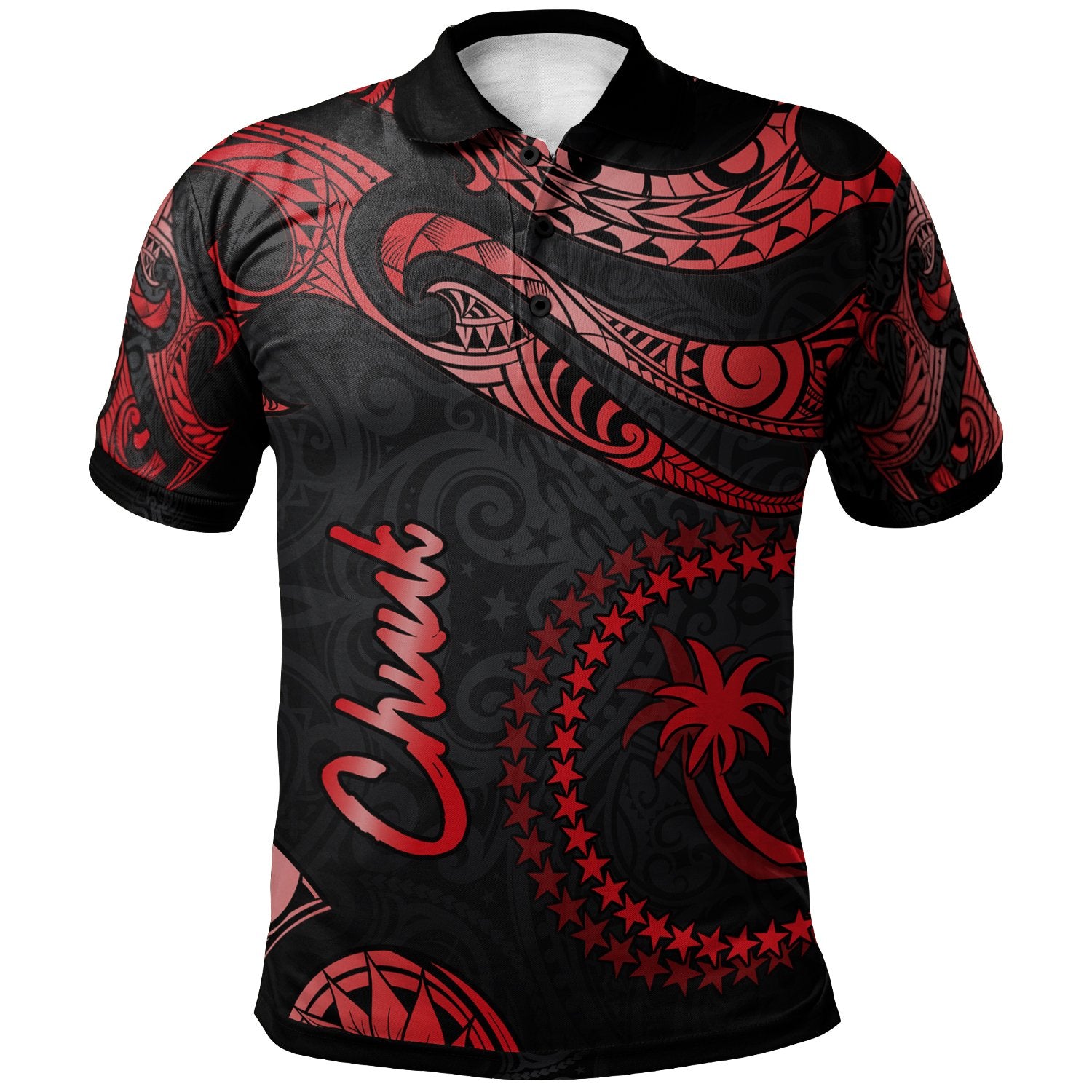 Chuuk Micronesia Polo Shirt Polynesian Tattoo Red Version Unisex Red - Polynesian Pride