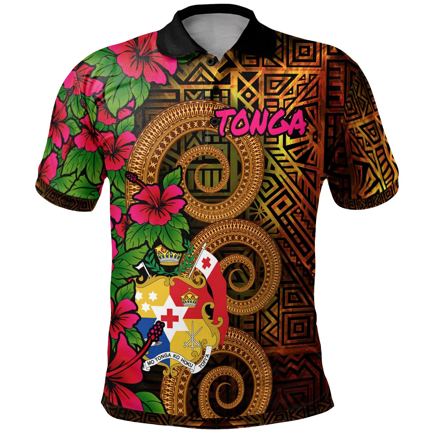 Tonga Polynesian Polynesian Polo Shirt Hibiscus Vintage Unisex Orange - Polynesian Pride