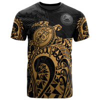 American Samoa Polynesian T Shirt American Samoa Seal Polynesian Golden Turtle Tattoo Unisex Golden - Polynesian Pride